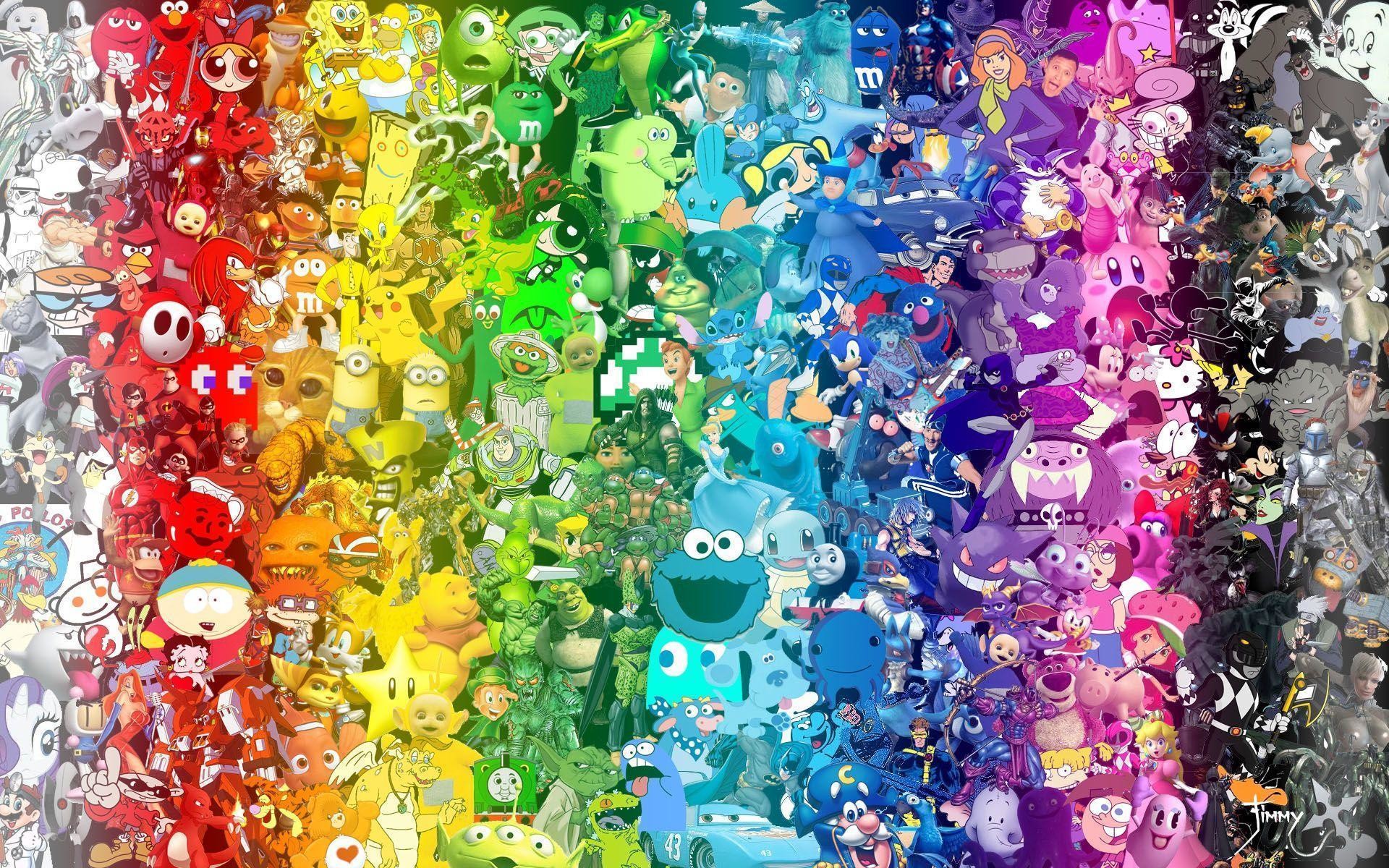 Rainbow Pop Culture Characters Collage