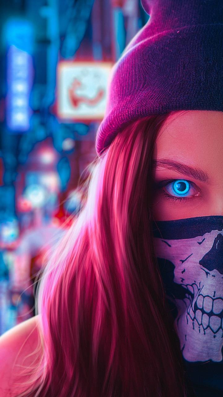 Ghost Mask Girl Wallpaper, iPhone Wallpaper