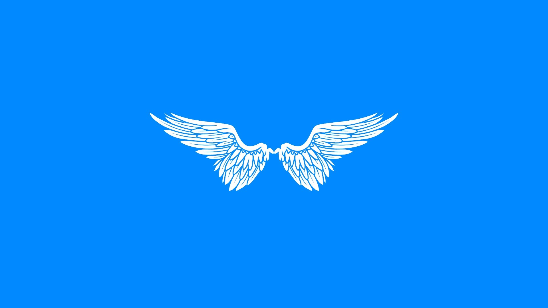 Wallpaper, illustration, simple background, minimalism, wings, angel, blue background, bird of prey, eagle, wing, perching bird 1920x1080