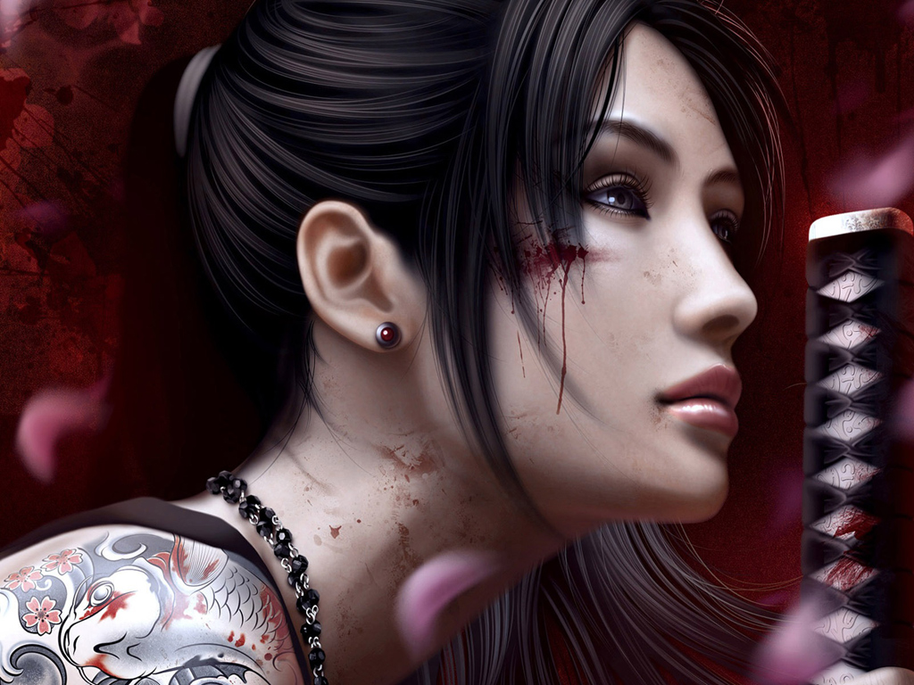 Free Samurai Girl, Computer Desktop Wallpaper, Picture, Ninja Digital Art HD Wallpaper