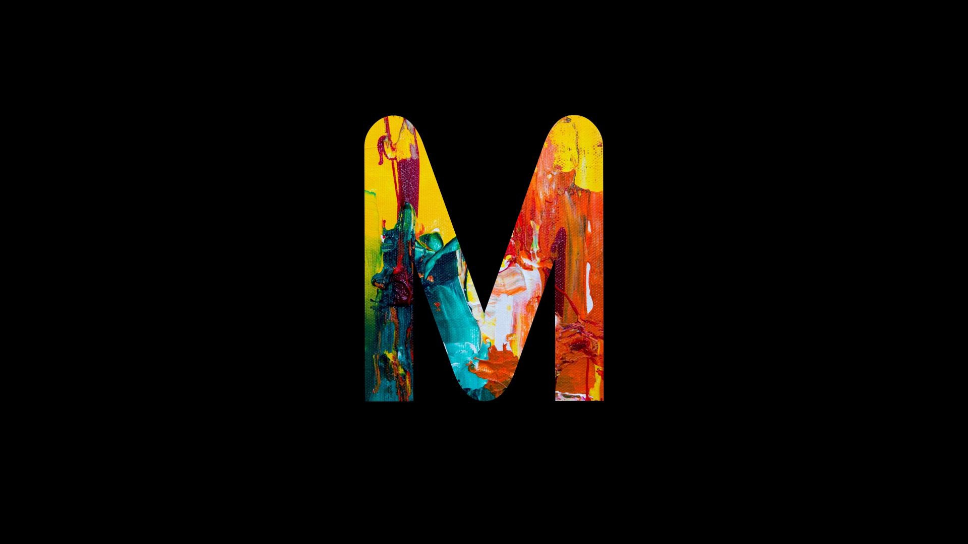 Desktop wallpaper m alphabet, colorful and amoled, minimal art, HD image, picture, background, 1469f6