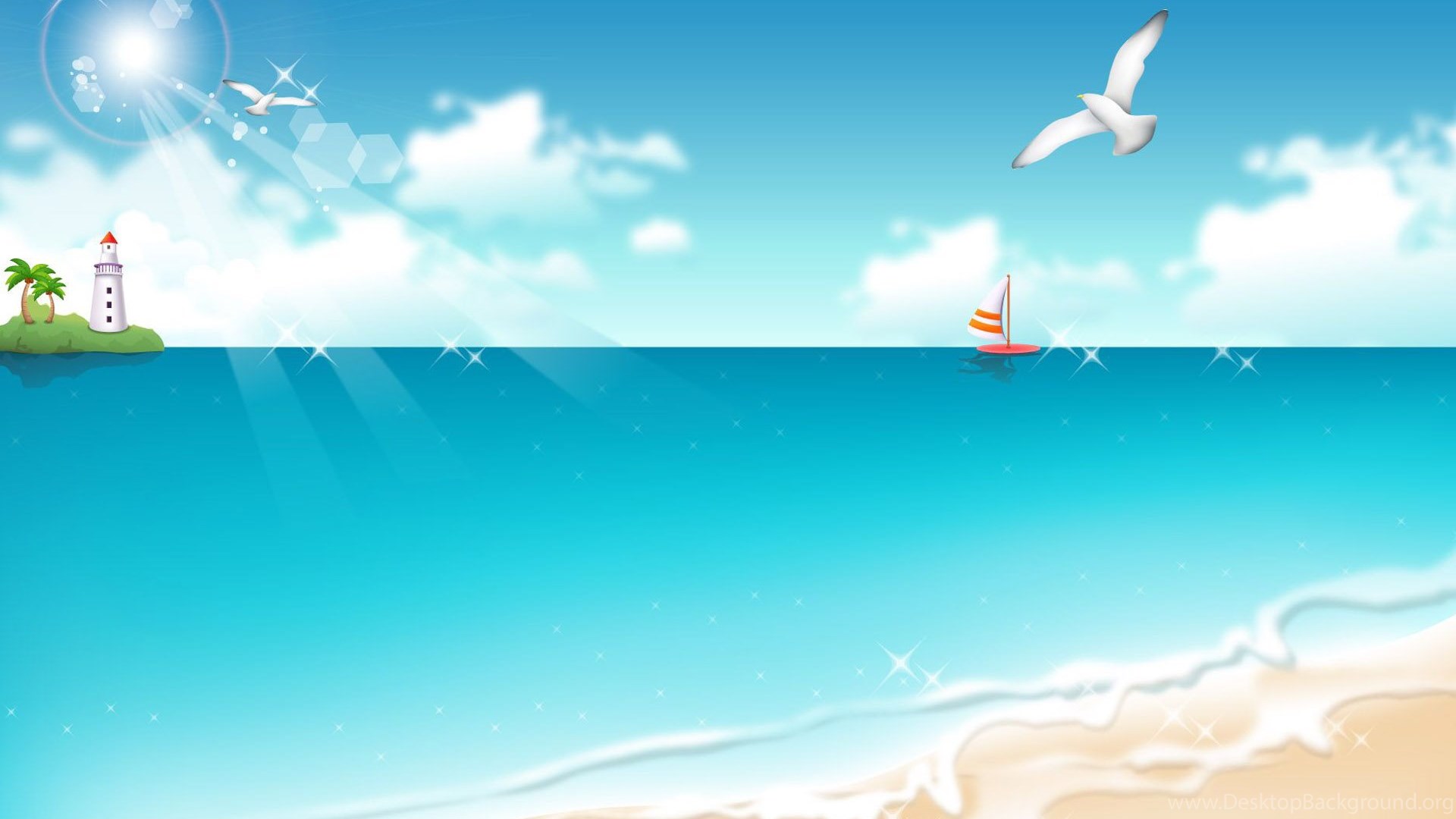 Beach Cartoon Wallpaper Desktop Background