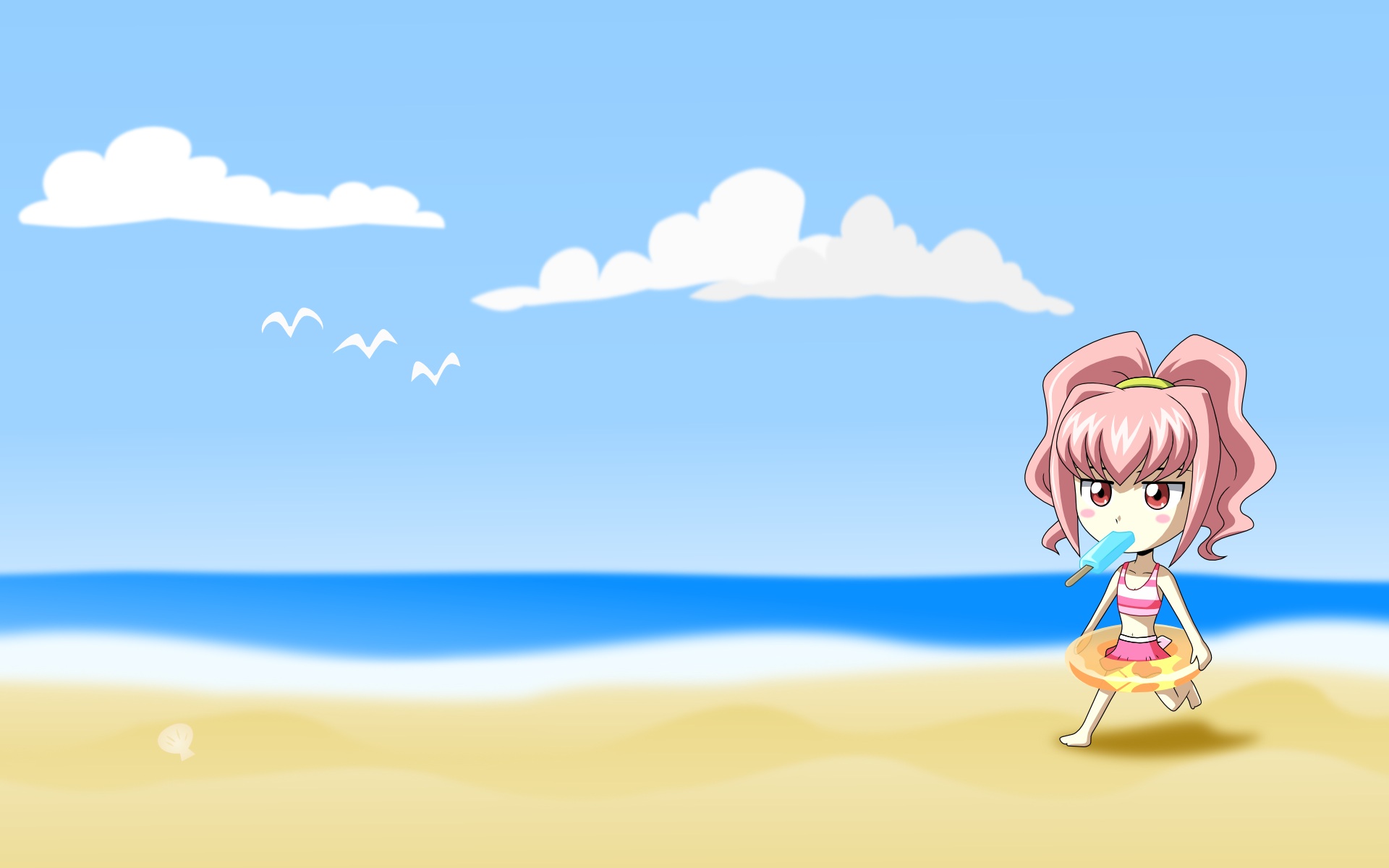 Cartoon, beach, girl, wallpaper, manga