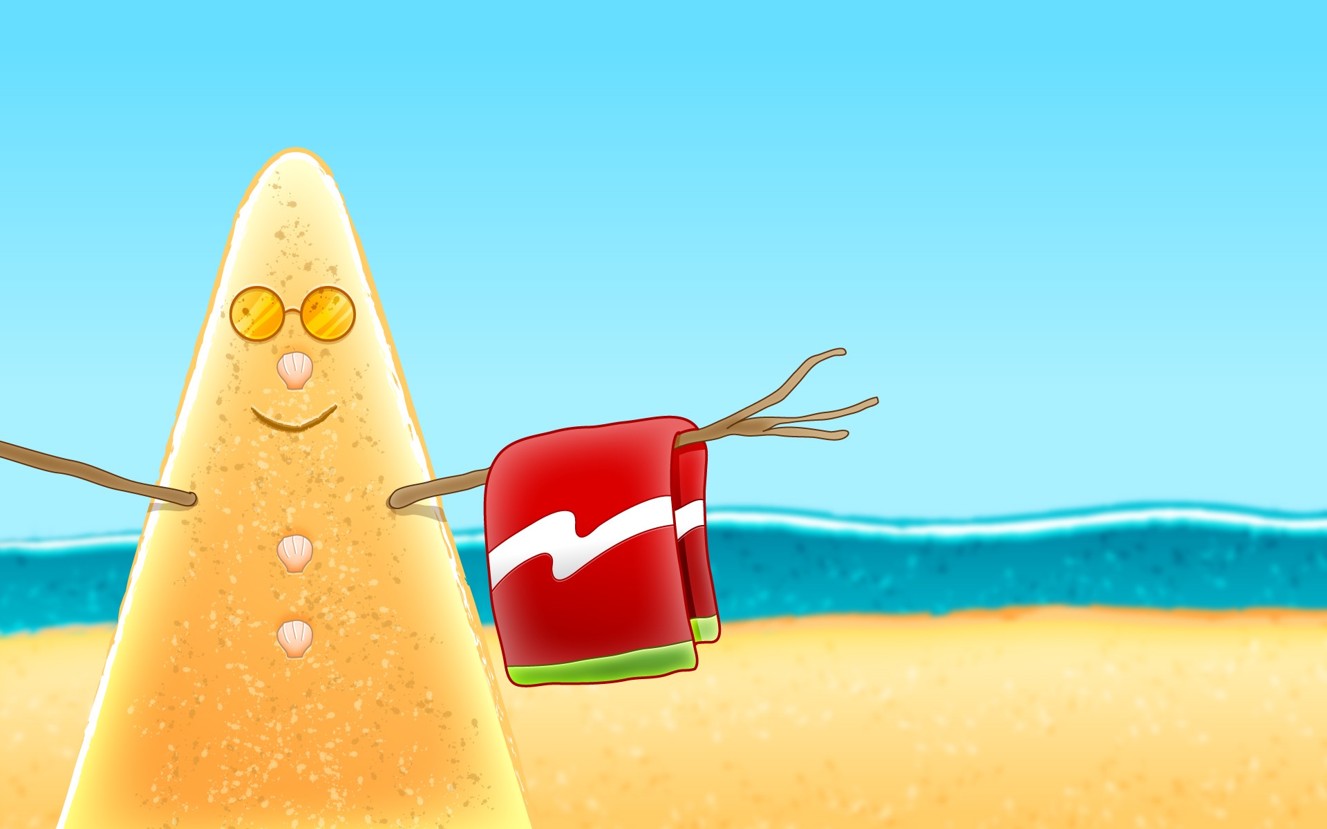 Wallpaper, illustration, food, artwork, beach, cartoon 1920x1200