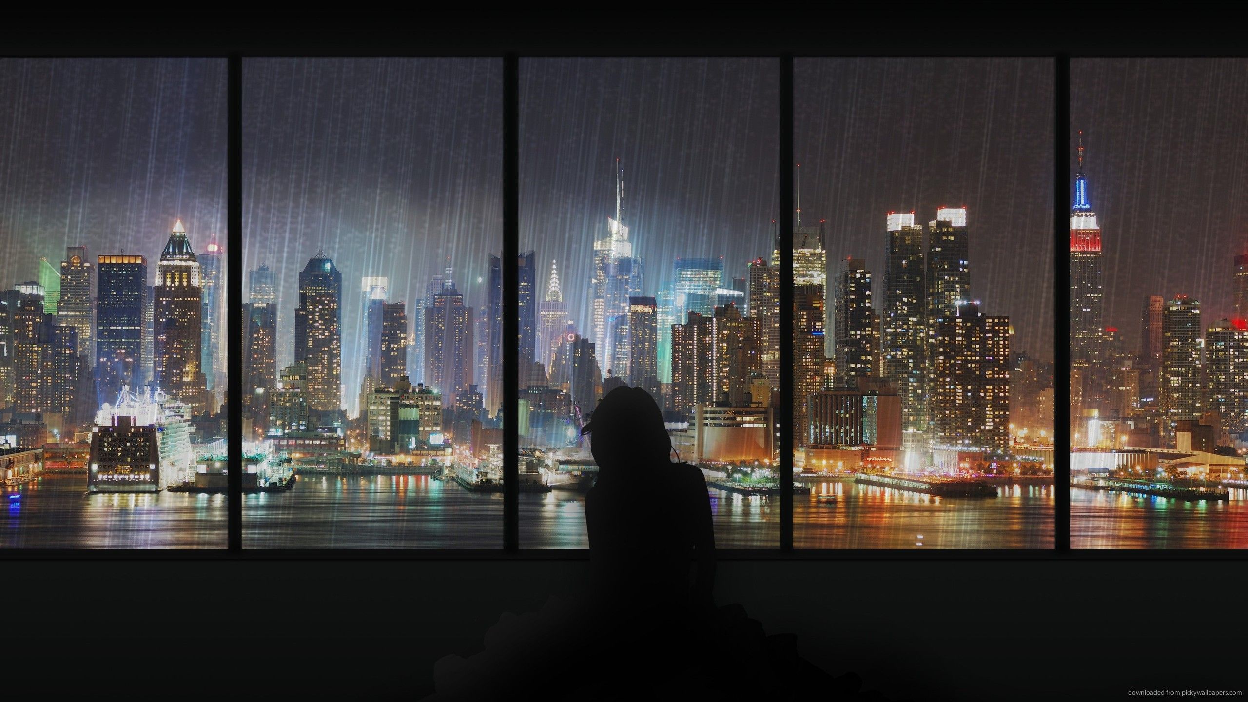 Rain City Image. Night scenery, City wallpaper, City rain