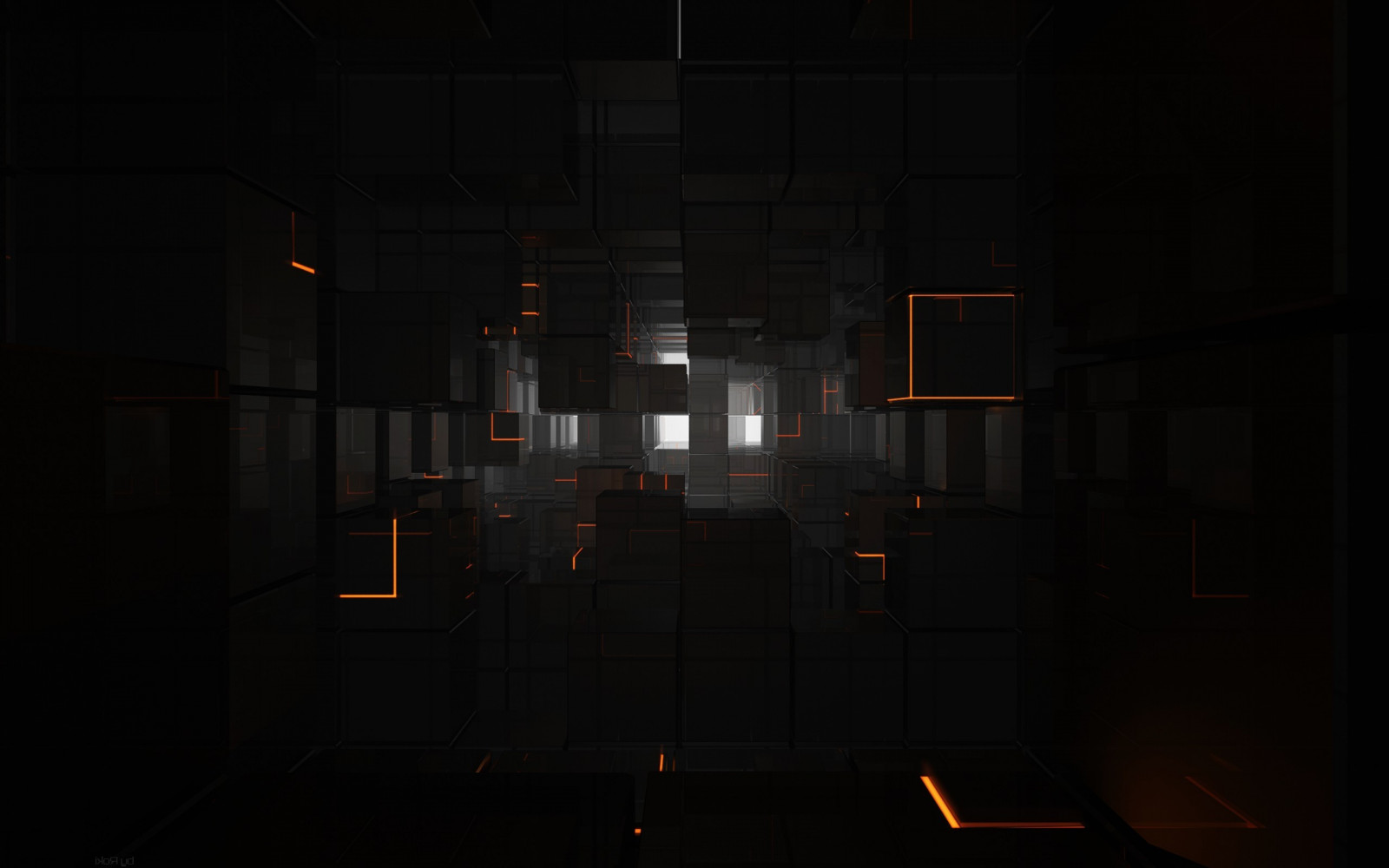 Wallpaper, 2560x1600 px, 3D, black, cube, minimalism, orange, reflection, shiny, simple, white, x px 2560x1600