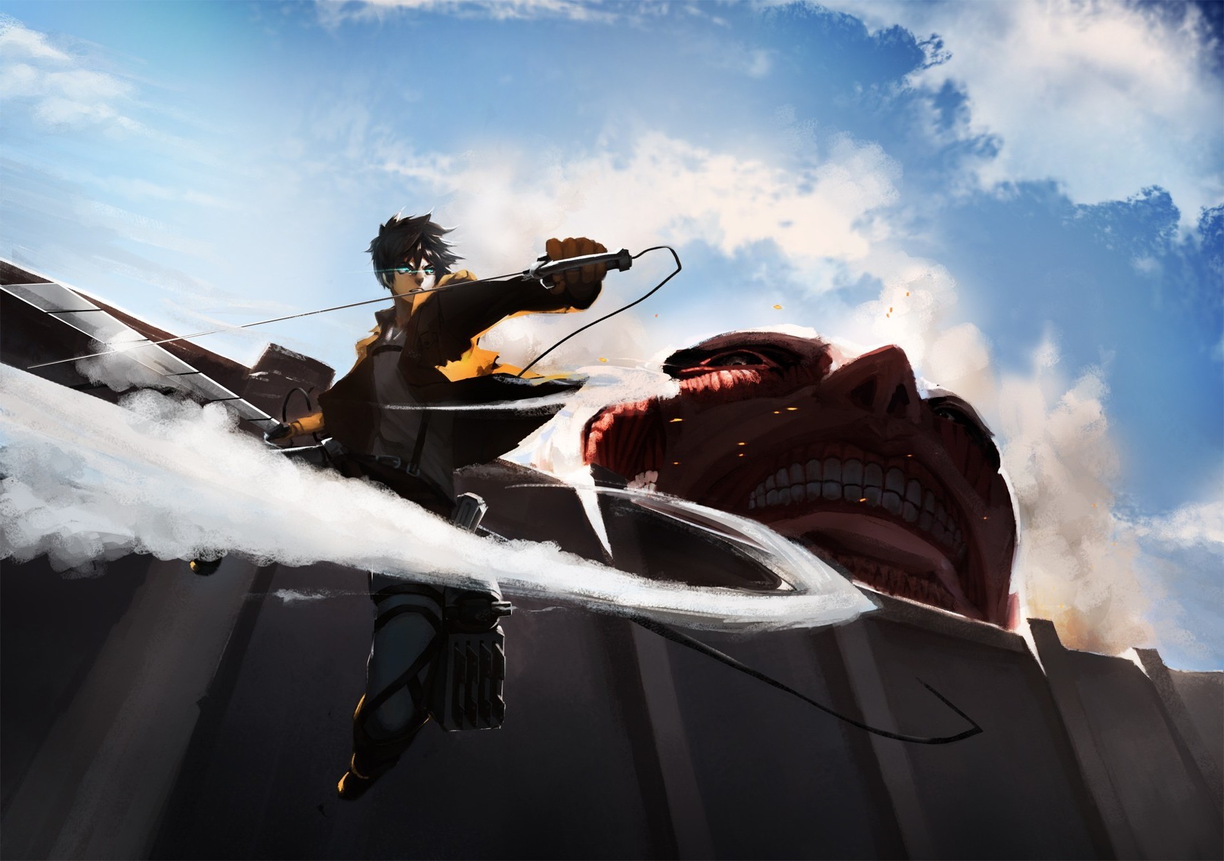 Wallpaper, sports, anime boys, vehicle, Shingeki no Kyojin, Eren Jeager, racing, atmosphere of earth, extreme sport, 1772x1247 px 1772x1247