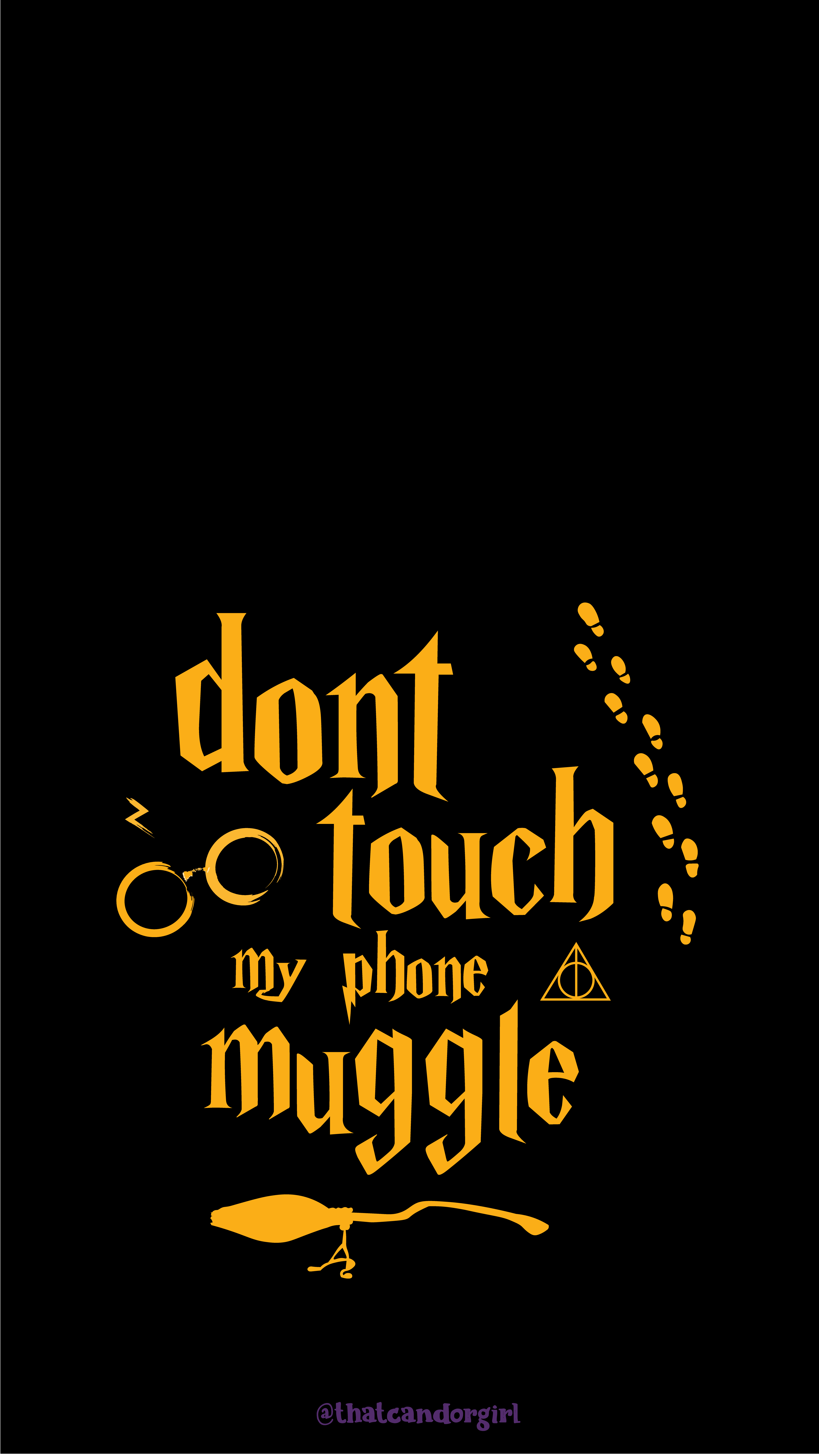 Don't Touch My Phone Muggle: Harry Potter Theme Witty Wallpaper: Marauder's Map Footsteps & Glasses. Harry potter theme, Harry potter wallpaper, Witty