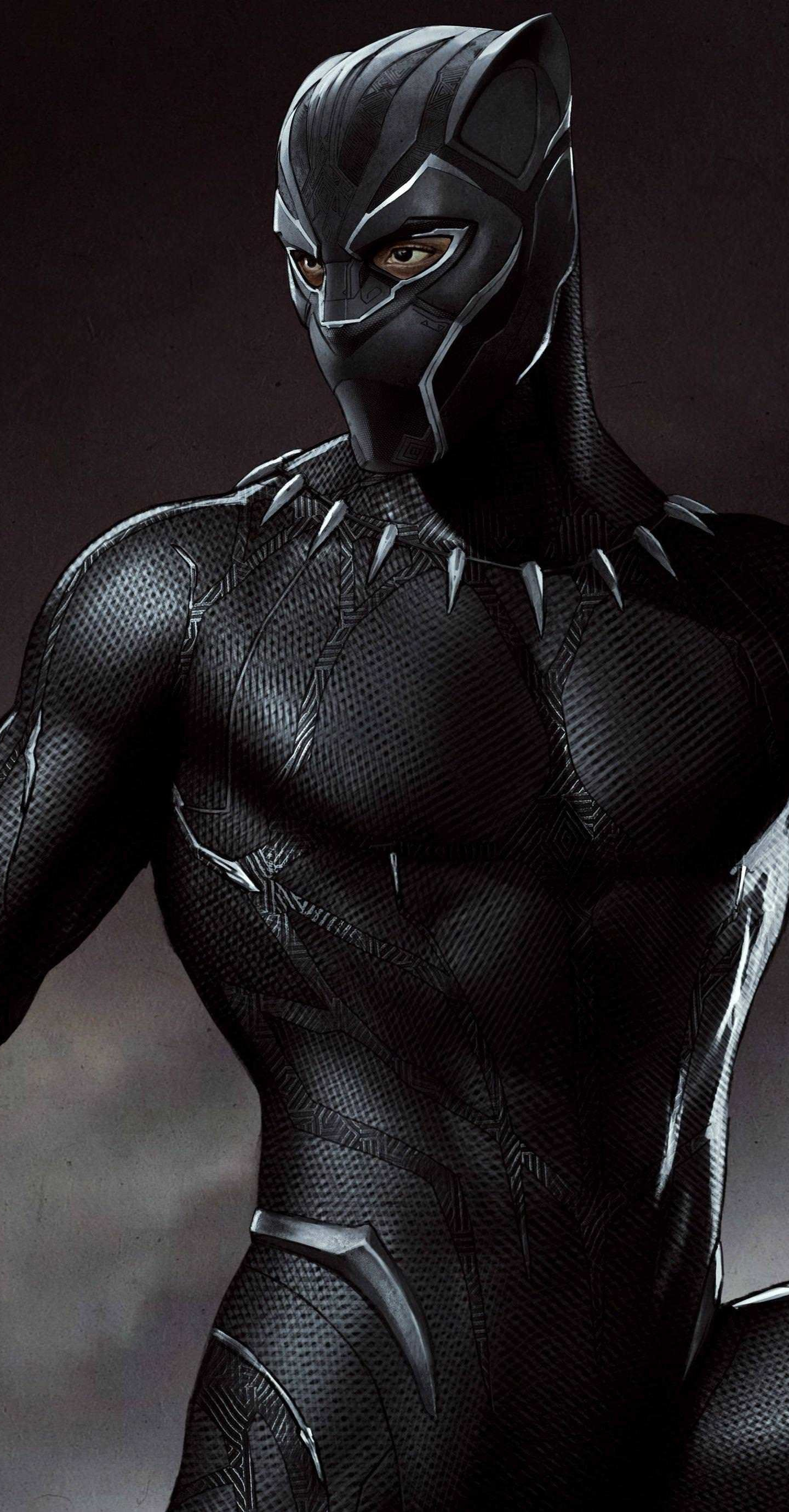 Download 1440x2880 wallpaper art, black suit, black panther, superhero, lg v30, lg g6, 1440x2880 HD image, background, 3132