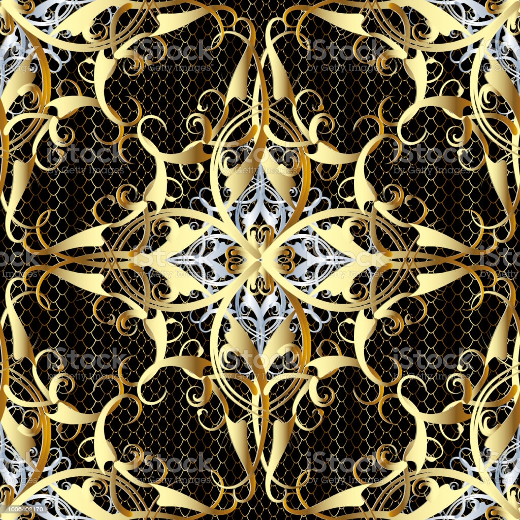 Luxury Gold 3D Damask Vector Seamless Pattern Stock Illustration Image Now