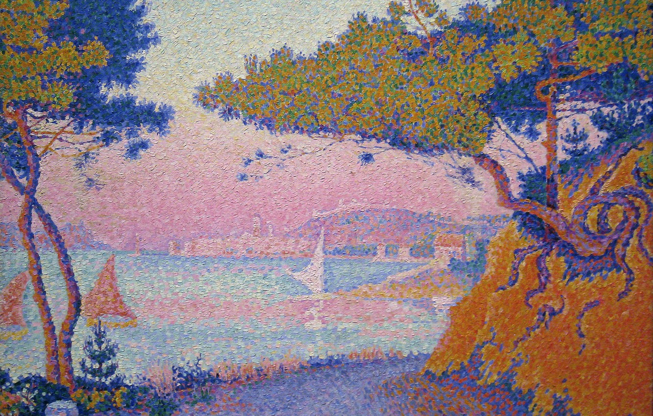 Wallpaper Landscape, Picture, Paul Signac, Pointillism, Golfe Juan Image For Desktop, Section живопись