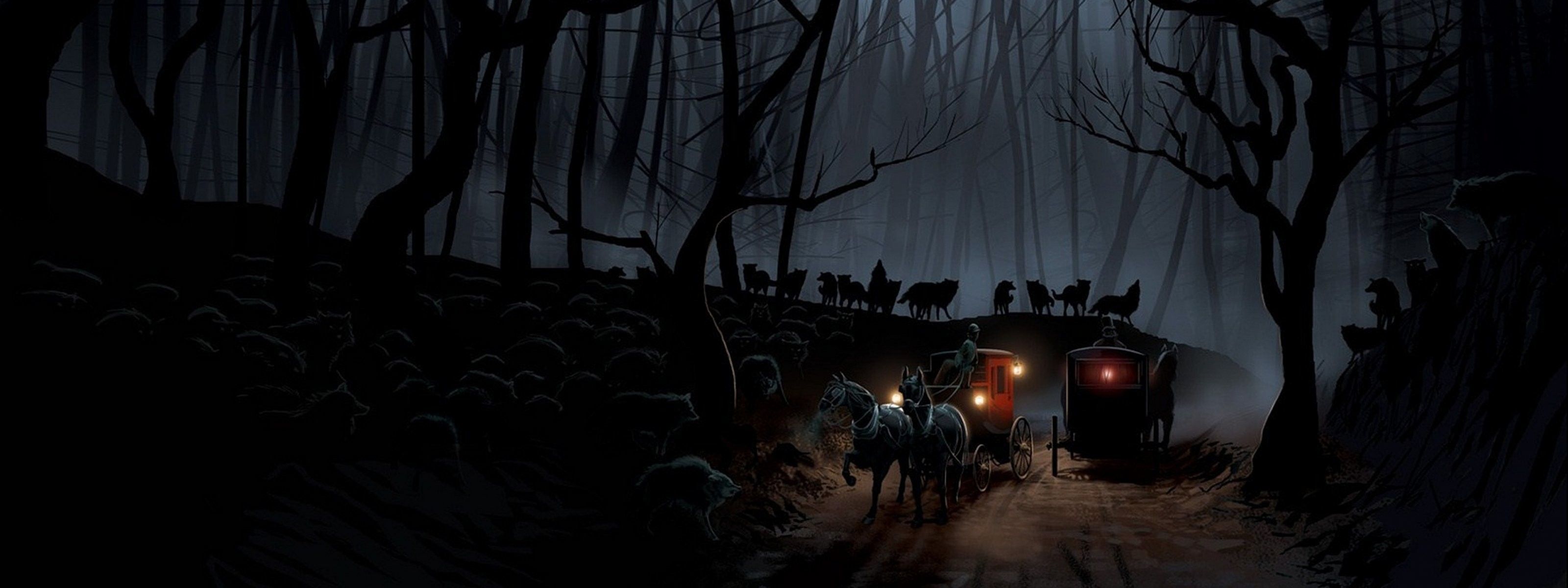 Dark Dual Screen Wallpaper