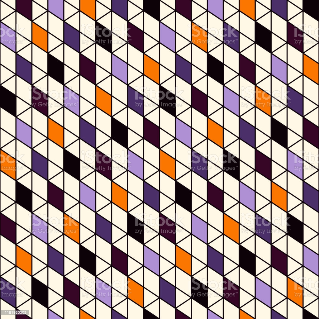 Seamless Pattern In Halloween Traditional Colors Repeated Diamonds Background Geometric Shapes Wallpaper Stock Illustration Image Now