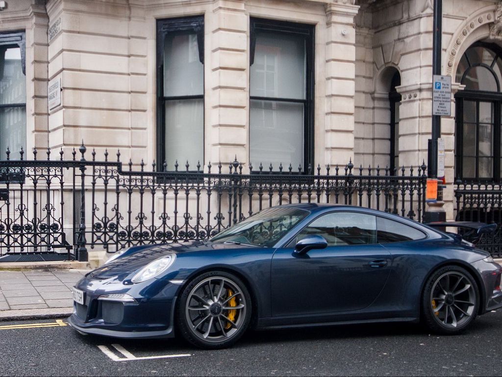 Download wallpaper 1024x768 supercar, 991, london, blue, gt3, porsche standard 4:3 HD background