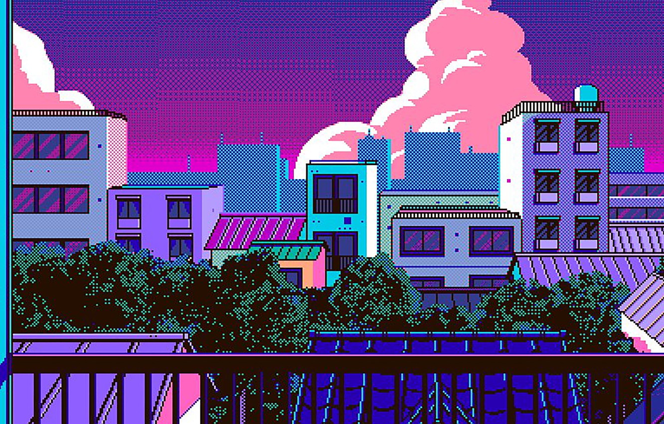 Photo Wallpaper City, Anime, 8 Bit HD Wallpaper