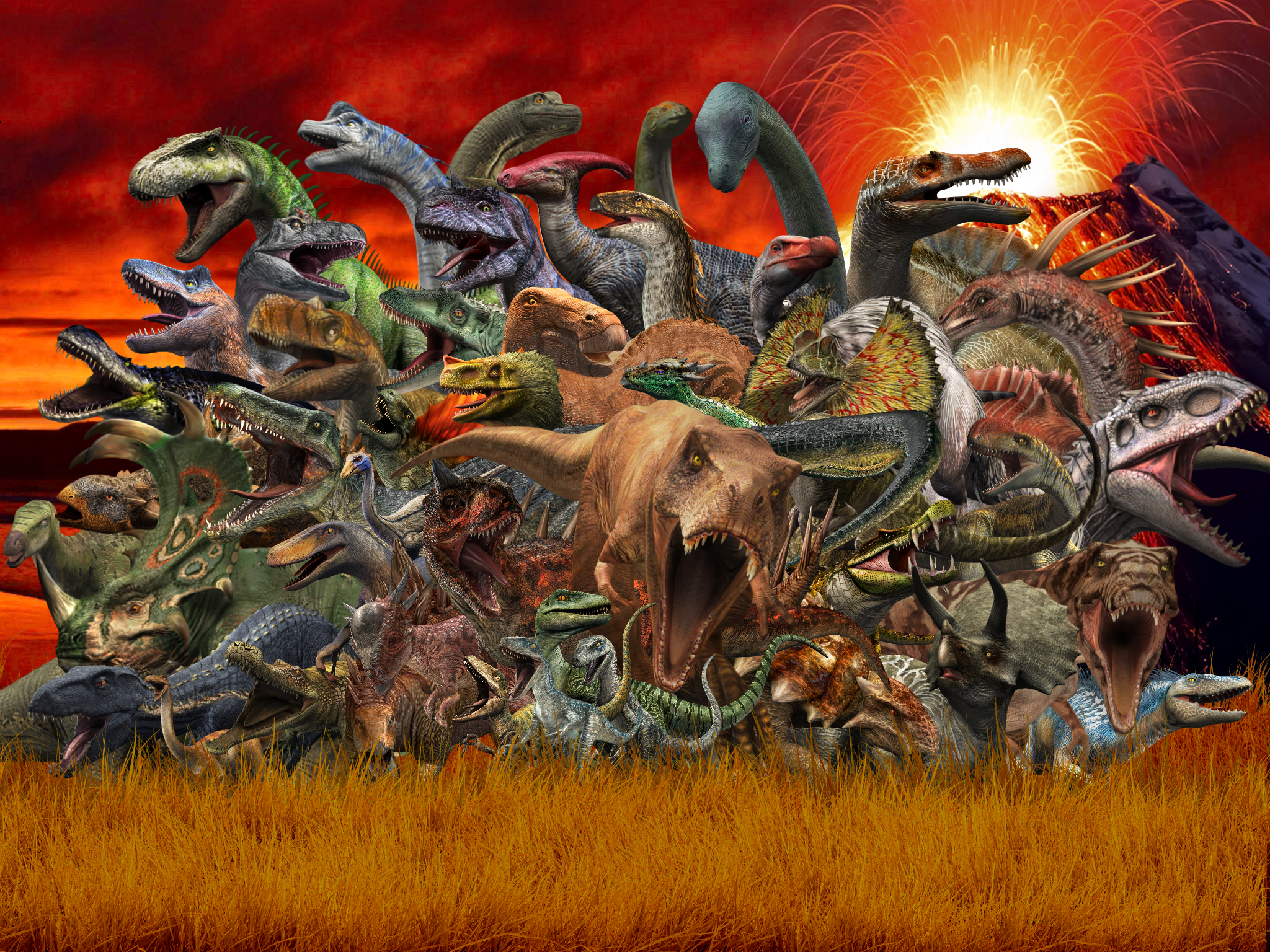 Jurassic World Alive Wallpaper, FOR iPad!!! i wont post the PC version(PC Version shows all Dinos, if you use the iPad version for it, it will cut off many of the outsiders!)