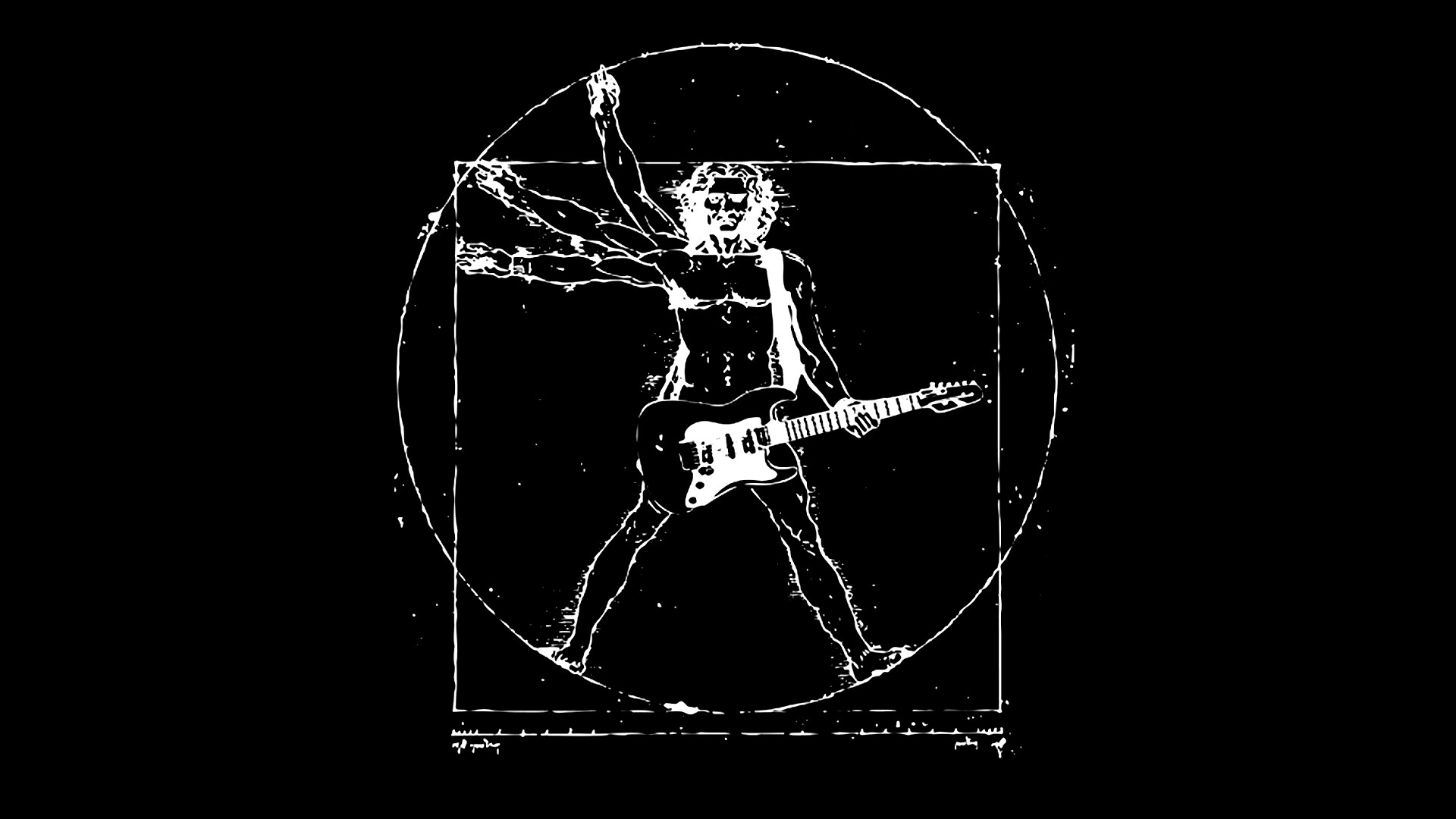 vitruvian man leonardo da vinci vitruvian rocker man vinci black background 1920x1080 wallpaper