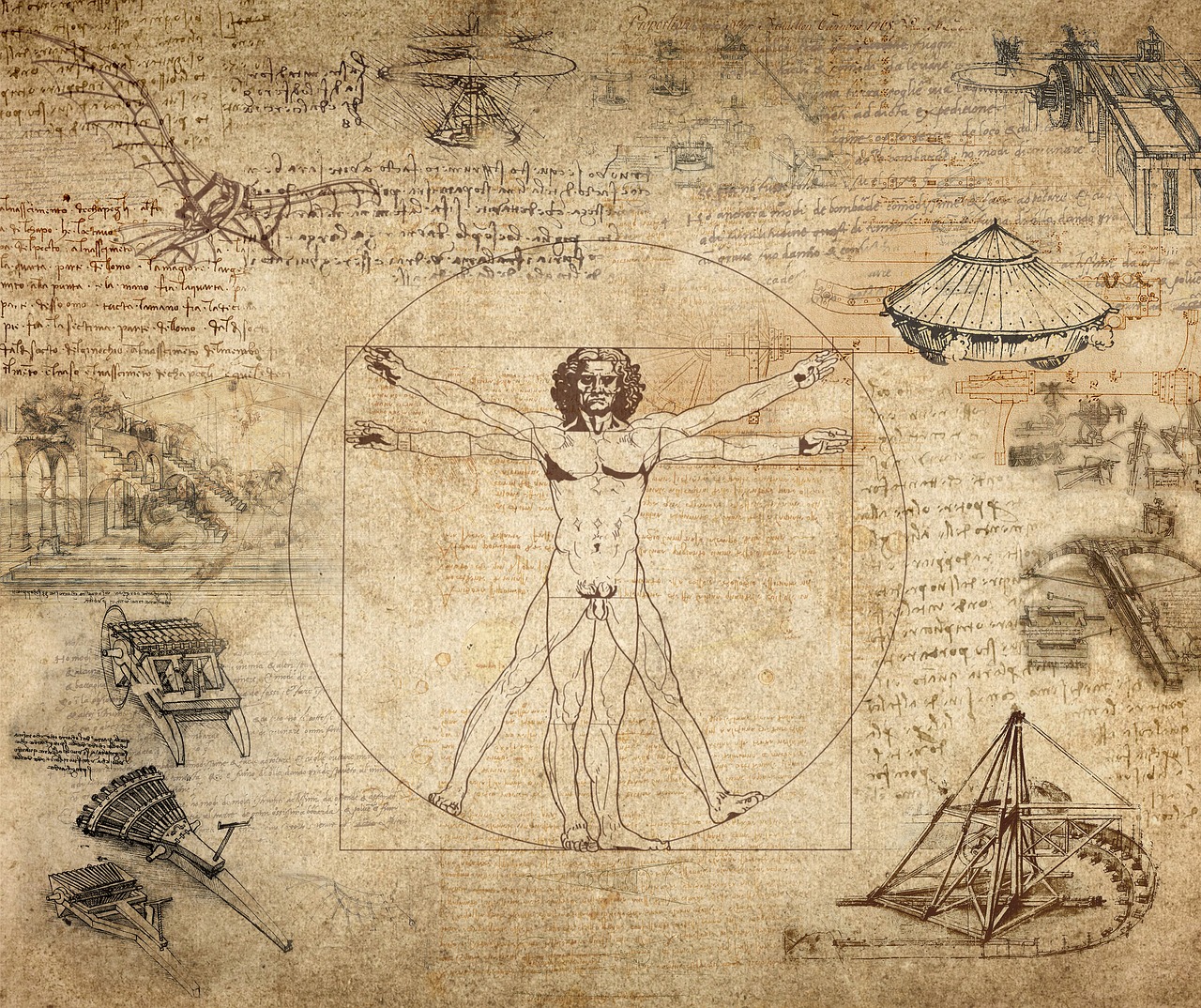 Collage Leonard Da Vinci Vitruvian