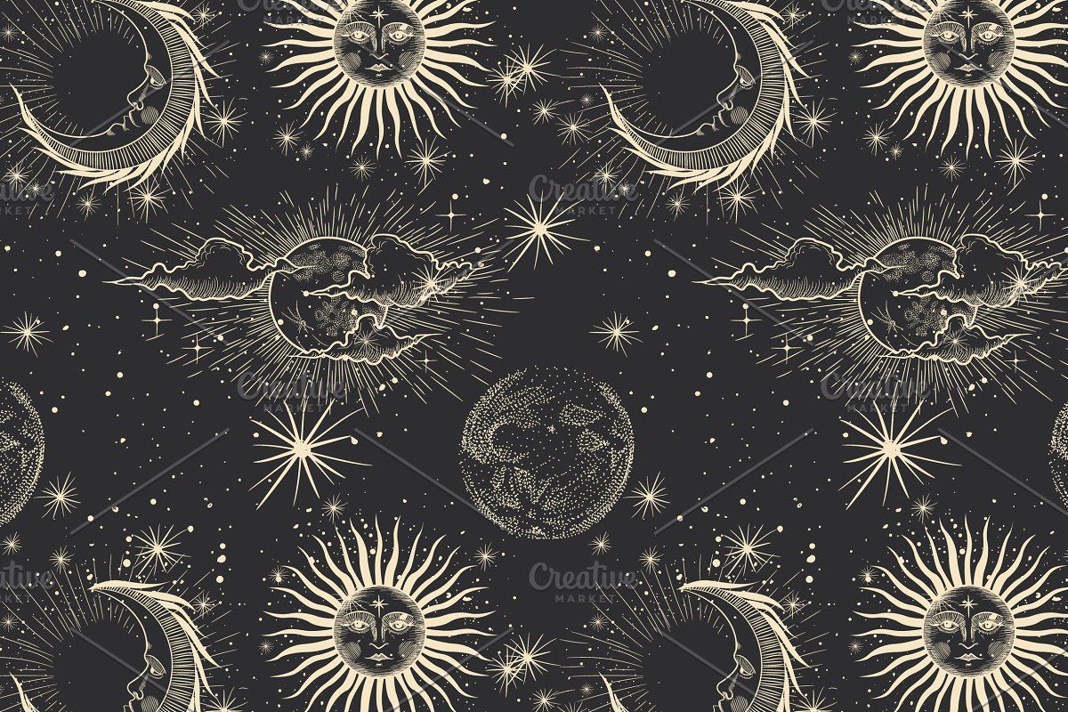 Space pattern set. Aesthetic desktop wallpaper, Witchy wallpaper, Desktop wallpaper art
