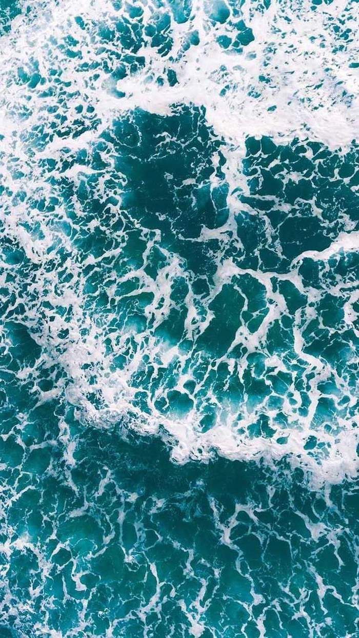 ocean waves, clashing in the middle, aesthetic iphone wallpaper, blue water. Ocean wallpaper, Preppy wallpaper, Ocean waves