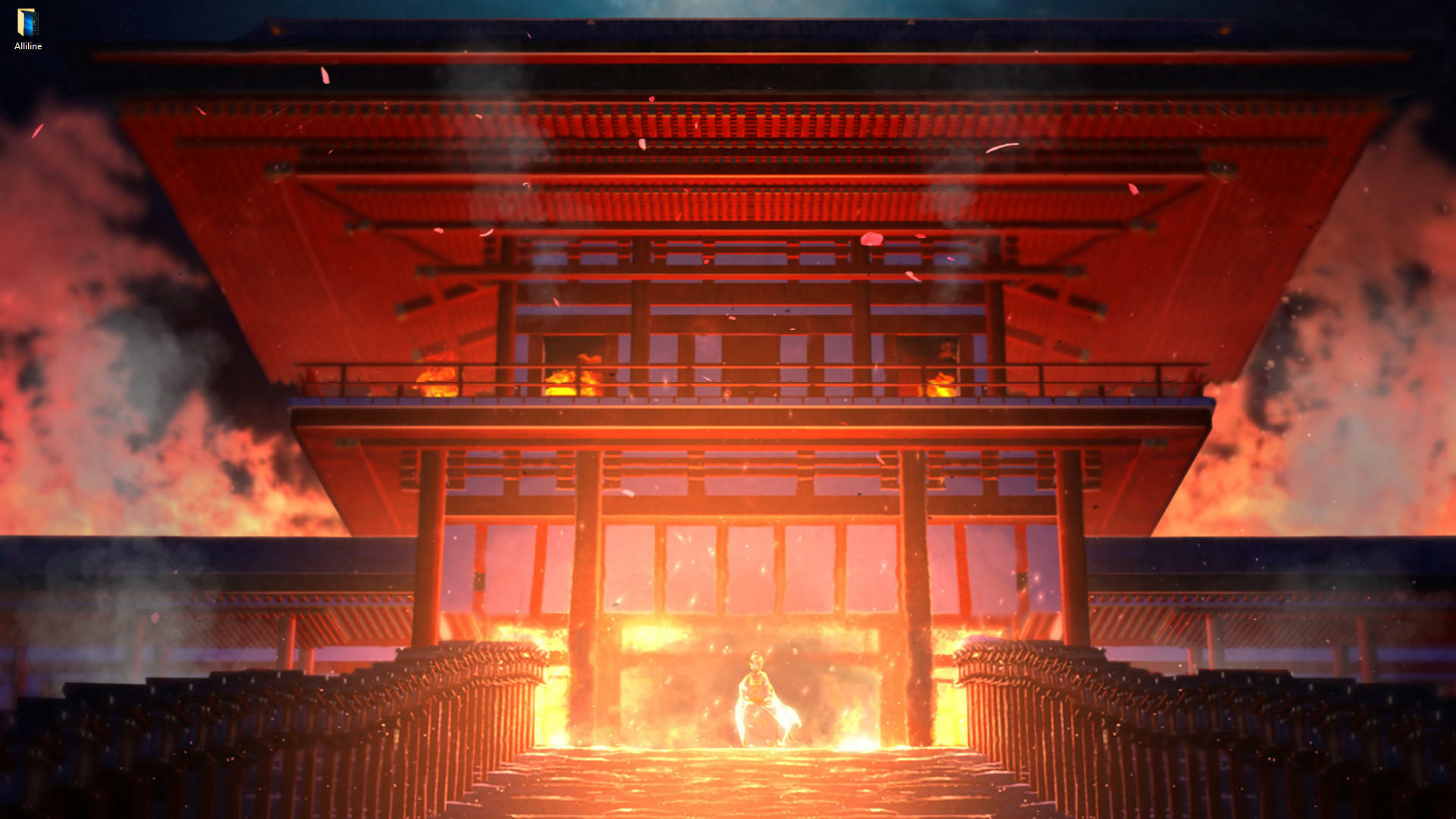 Храм в Японии горящий