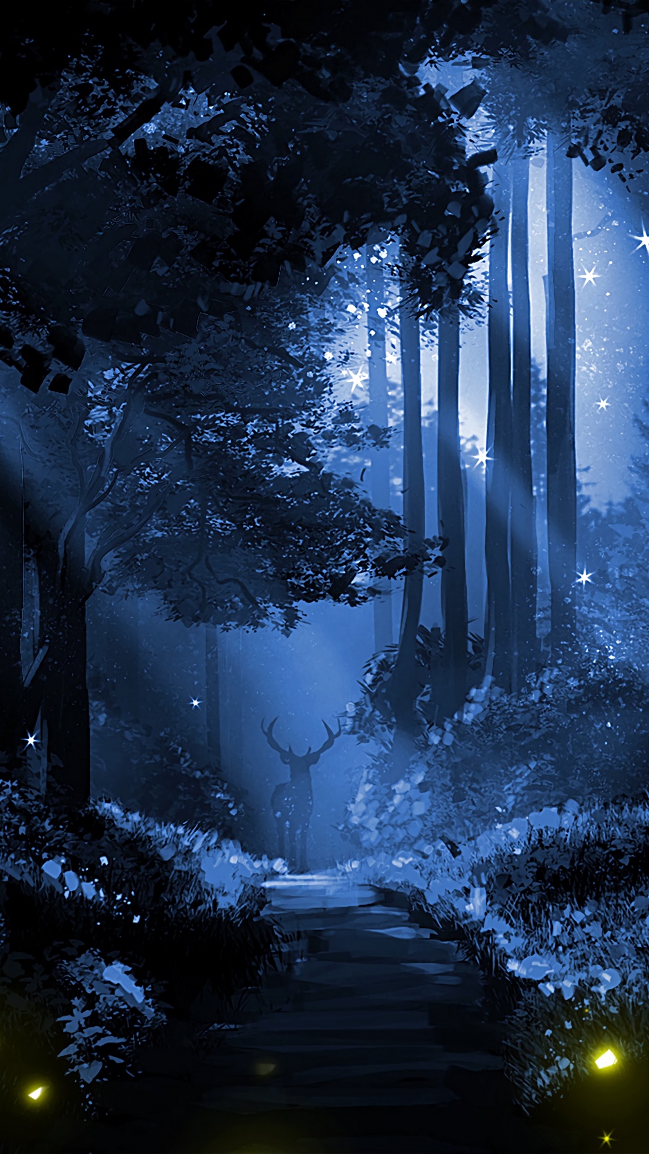 Anime Forest At Night Wallpaper