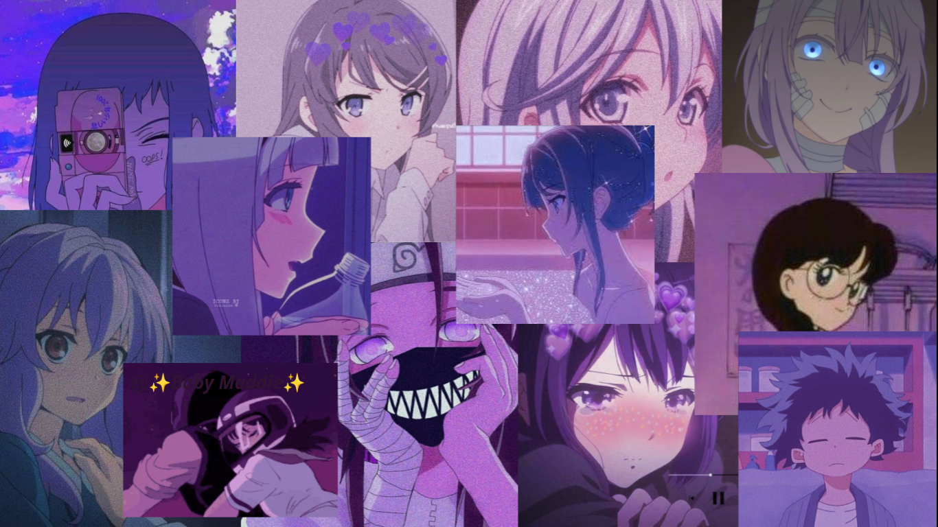 Purple Anime Aesthetic Wallpaper For PC Laptop - ✨