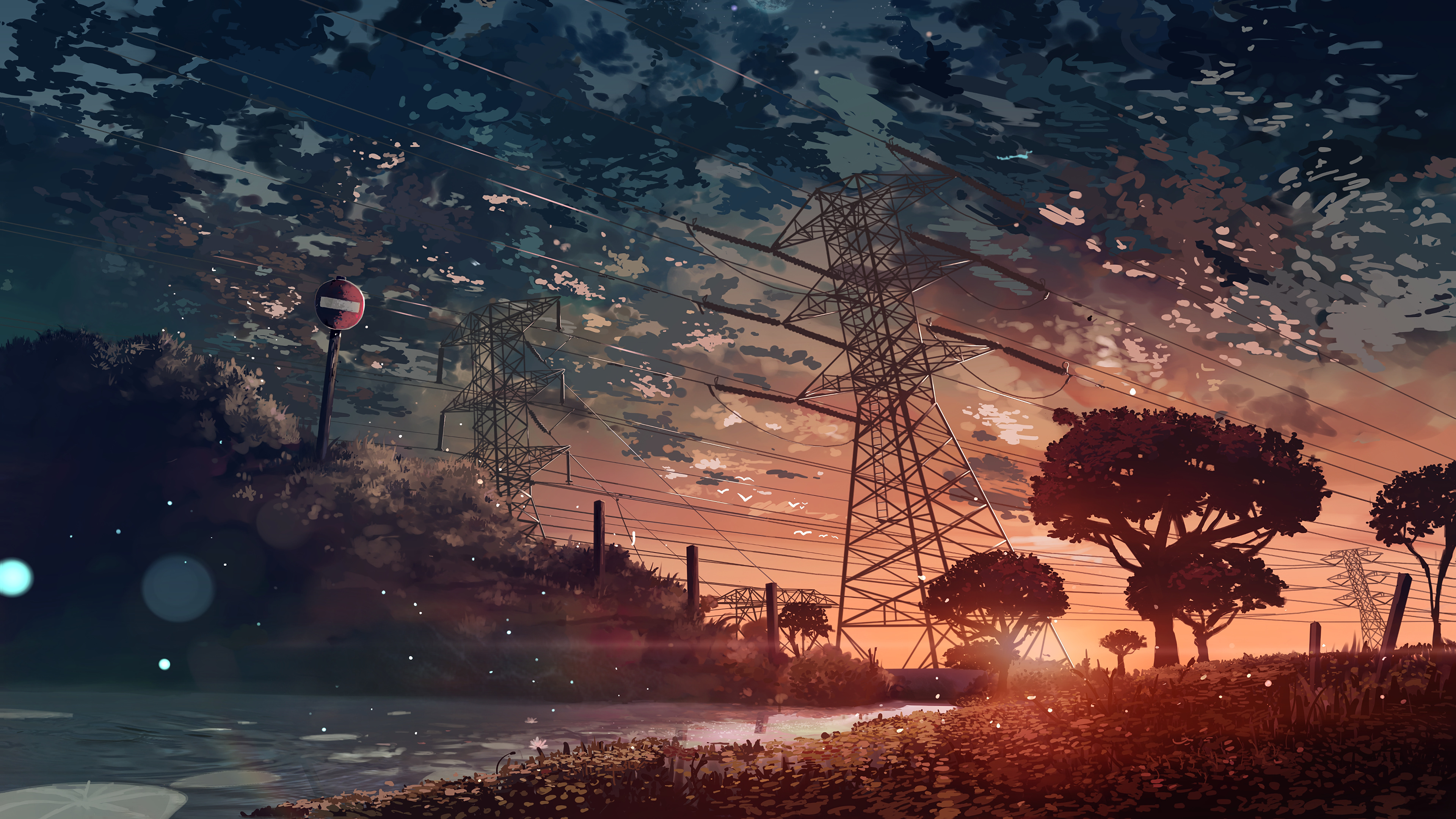 Anime, Scenery, Sunset, 4k, Landscape Wallpaper 4k
