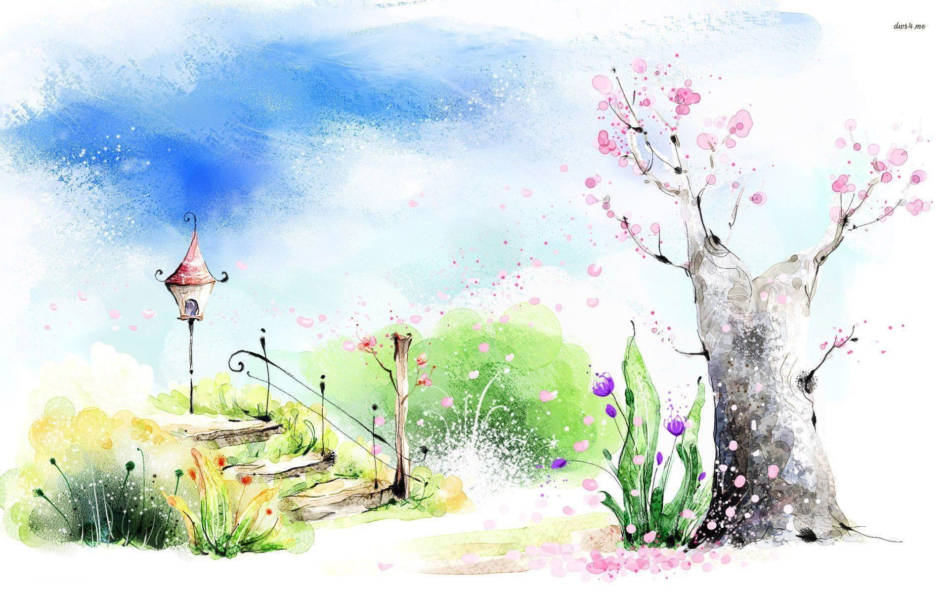 Watercolor Landscape Wallpaper Free Watercolor Landscape Background