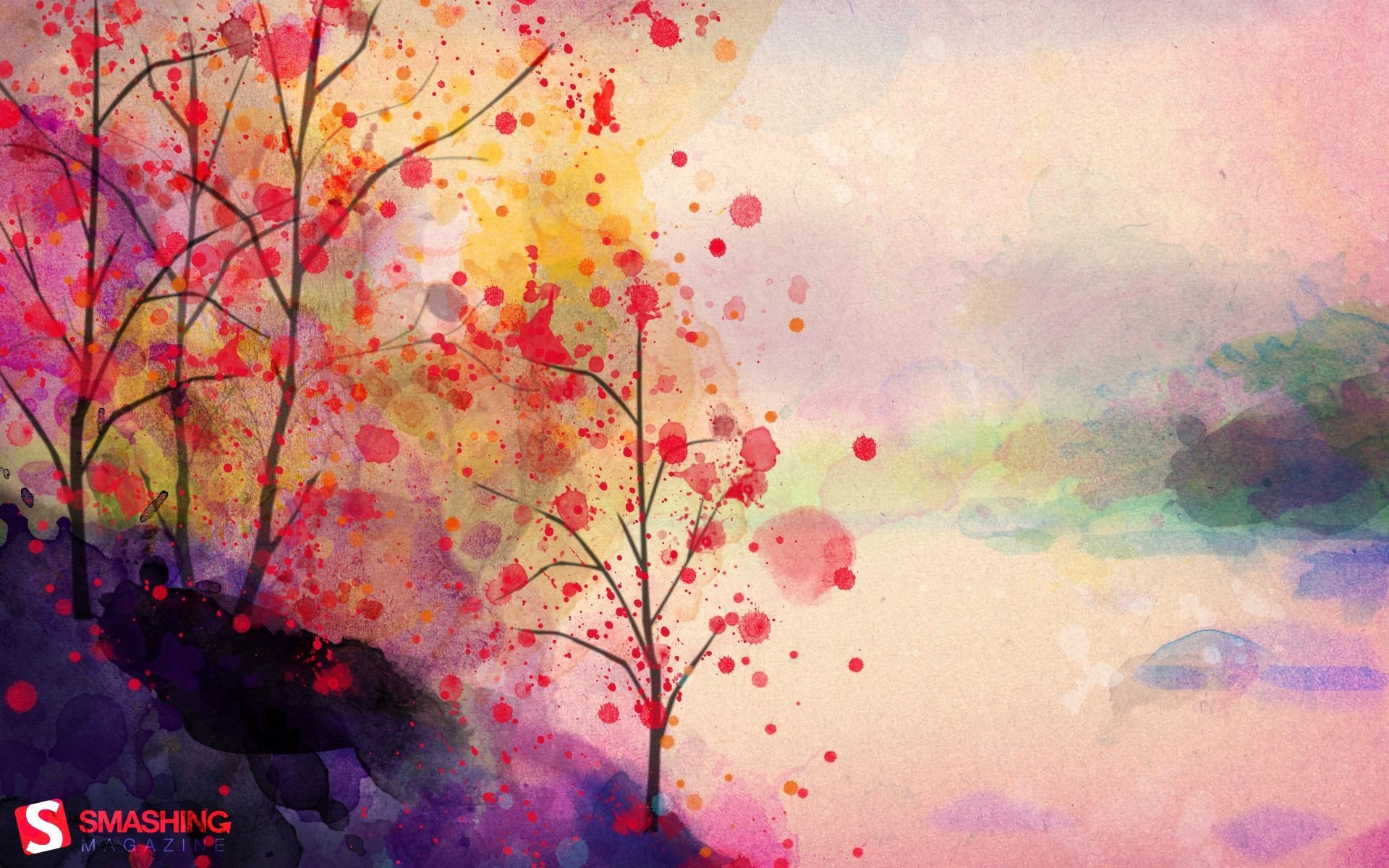 Watercolor Painting Landscapes Background For Desktop