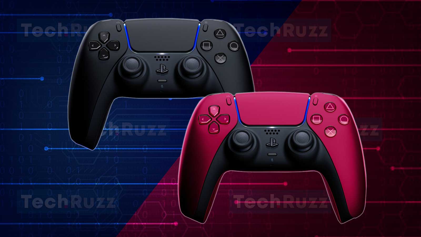 Midnight Black and Cosmic Red New PS5 DualSense Controllers
