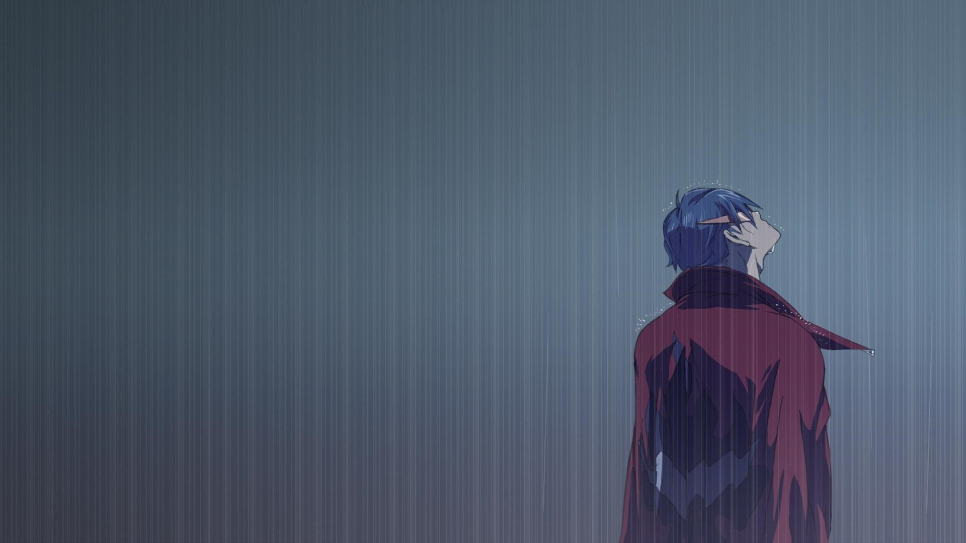 Wallpaper, anime, rain, blue, Tengen Toppa Gurren Lagann, Kamina, color, darkness, screenshot, computer wallpaper 1920x1080