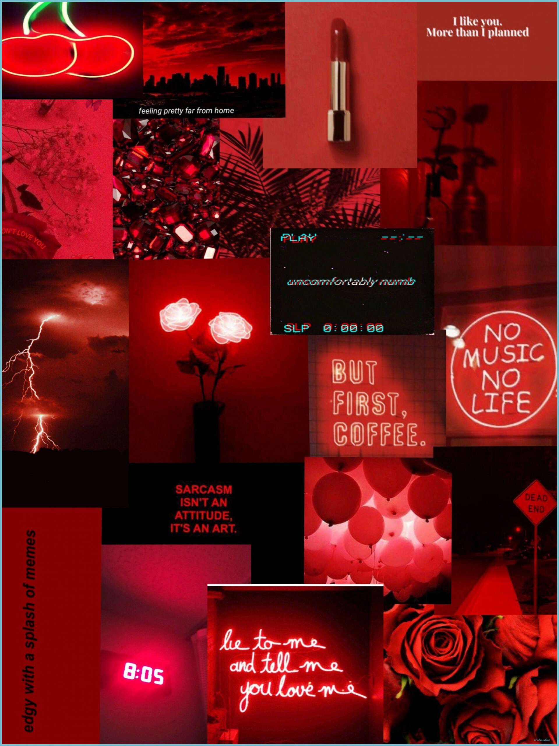 Red Aesthetic Collage Wallpaper Laptop Collage Wallpaper