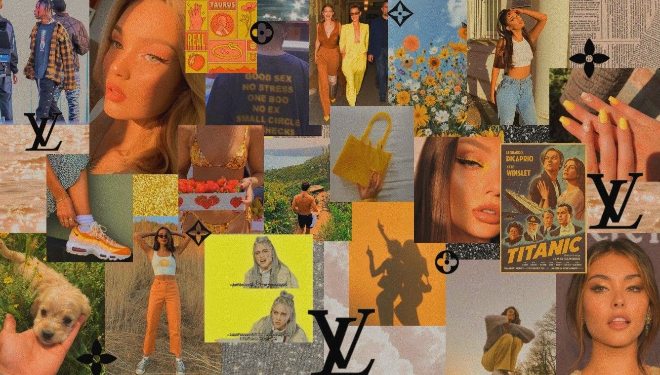 aesthetic laptop background collage