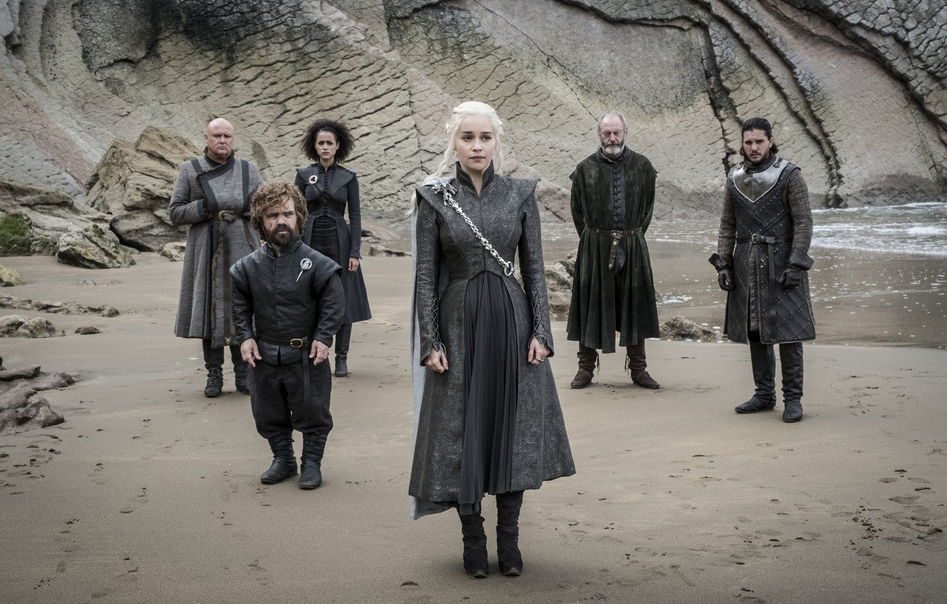 Wallpaper beach, Game of Thrones, Daenerys Targaryen, John Snow, Tyrion Lannister, Melisandre, Davos Seaworth, Varys, Dragonstone image for desktop, section фильмы