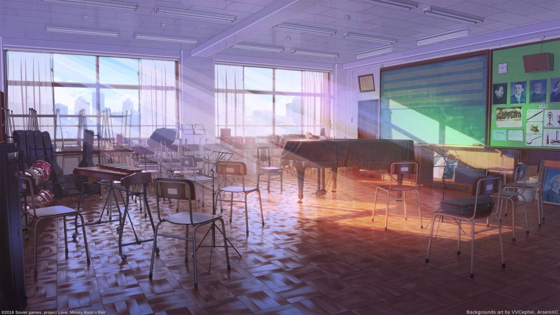 Download 1920x1080 Classroom, Instruments, Music, Sunshine, School Wallpaper for Widescreen