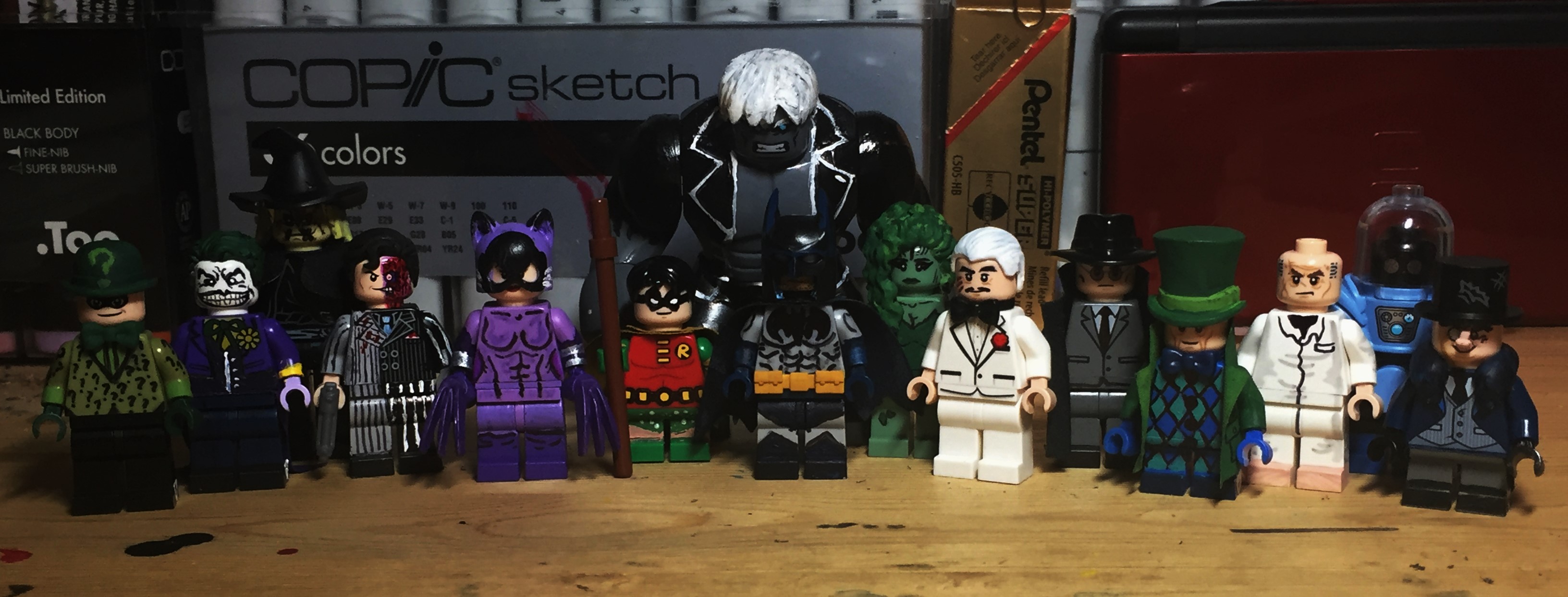 Wallpaper, dark, Halloween, Batman, Catwoman, Joker, LEGO, Toy, Penguin, Victory, DC, long, the, robin, action figure, poisonivy, scarecrow, riddler, madhatter, twoface, mrfreeze, solomongrundy, carminefalcone, albertofalcone, calendarman 3264x1243