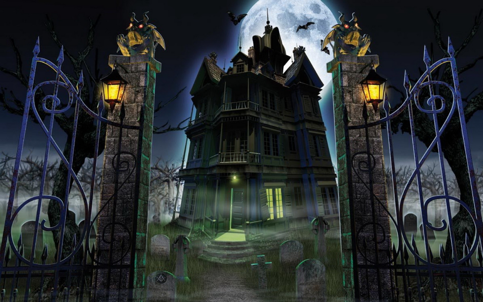 Halloween Mansion HD Wallpaper