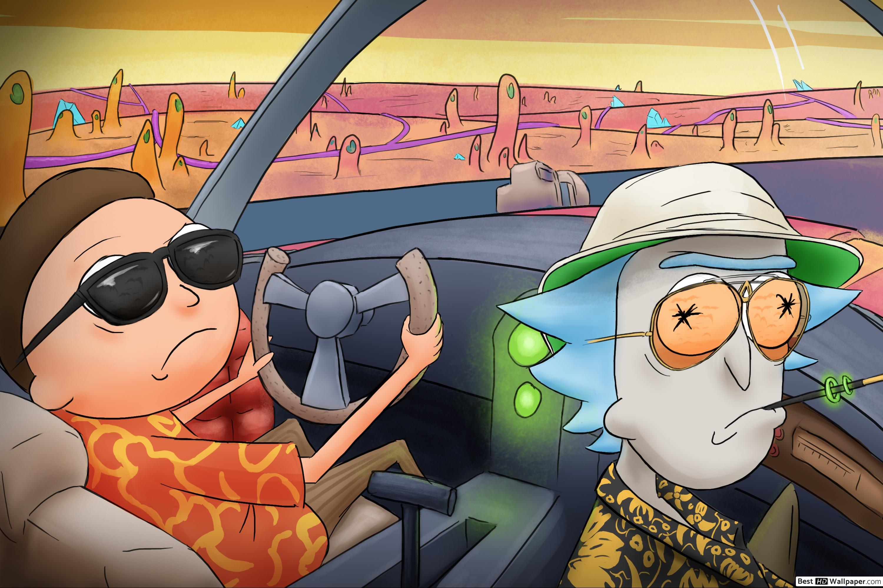 rick and morty cool driving HD wallpaper download