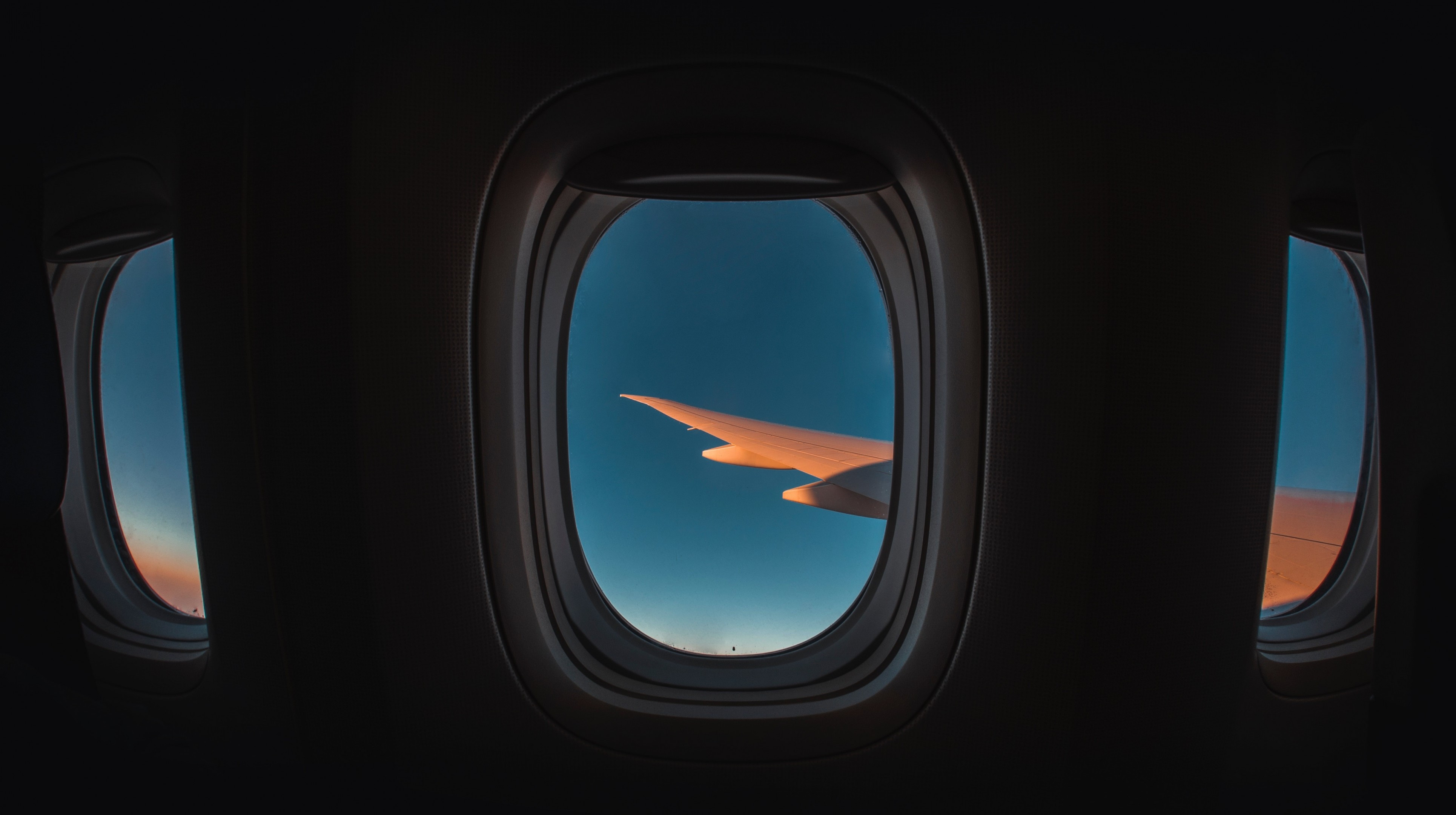 Download 3860x2160 Airplane Window, Wing, Sky Wallpaper