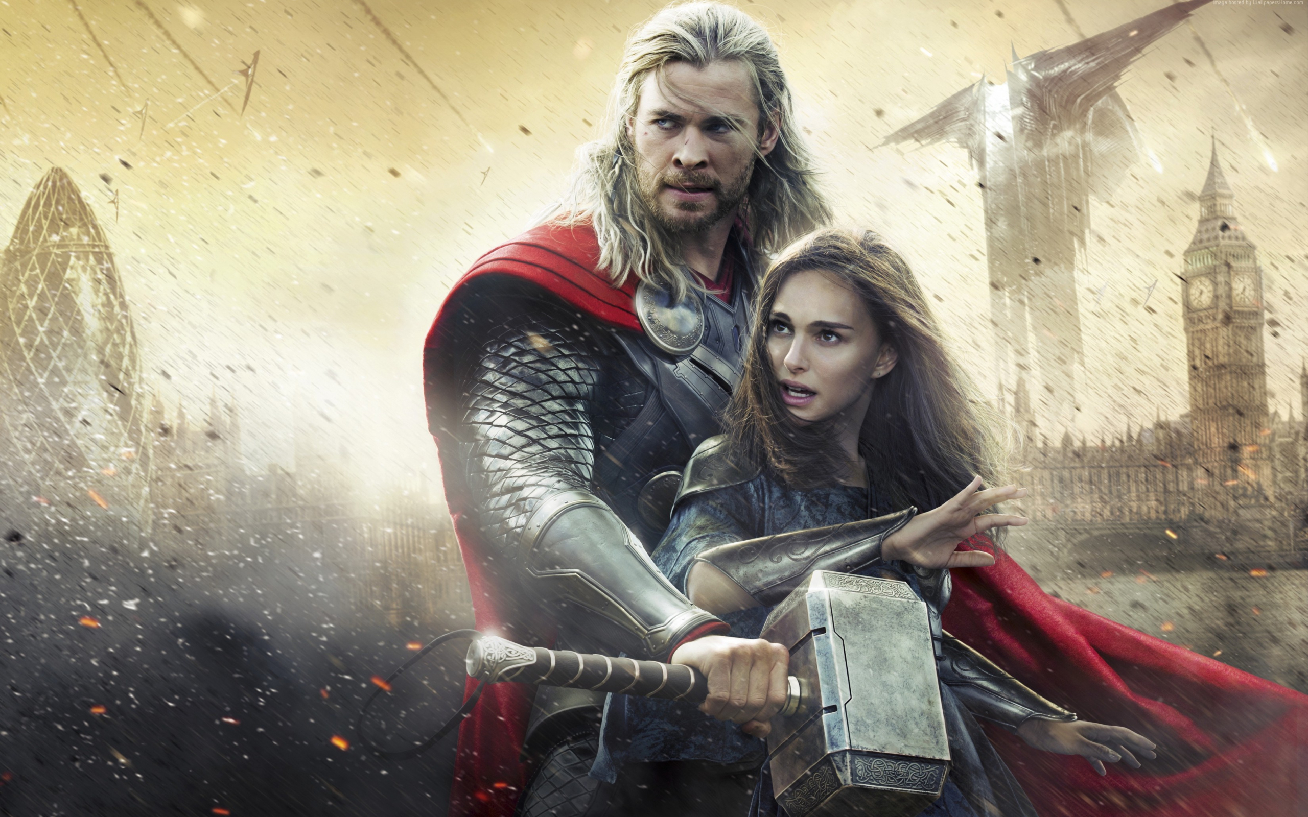 Desktop Wallpaper Thor: The Dark World, Movie, Chris Hemsworth, Natalie Portman, HD Image, Picture, Background, Sd5cny