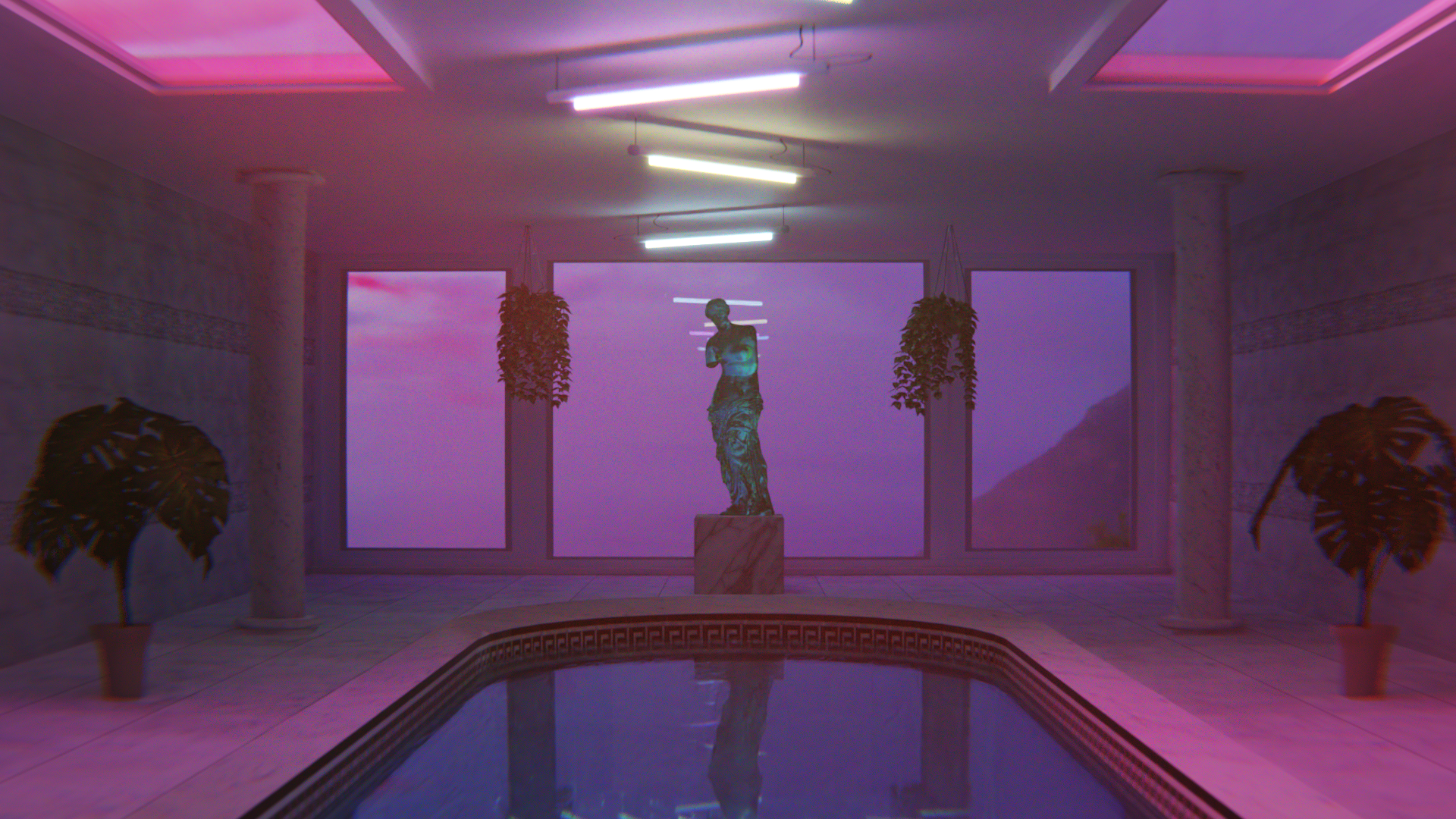 Neon Poolside Liminal Space  rLiminalSpace