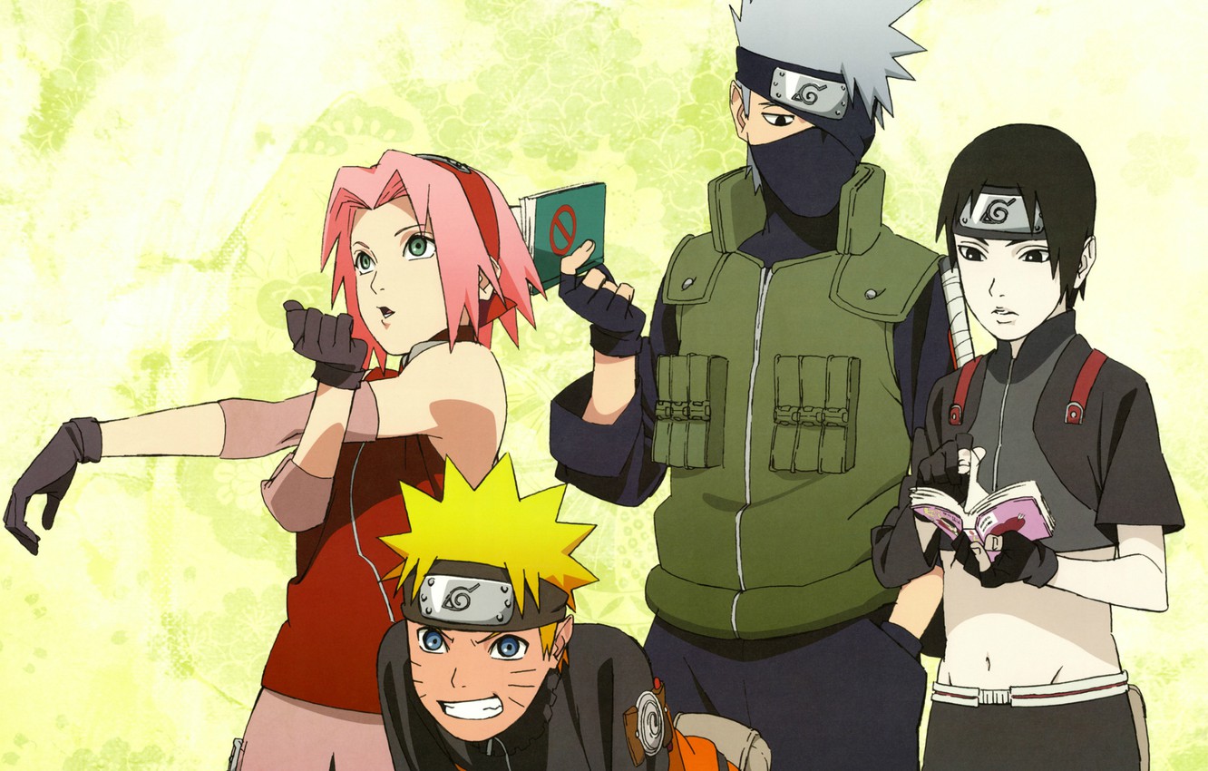 Wallpaper book, headband, Naruto, Sakura, squad, vest, ninja, Hatake Kakashi, Sai, Naruto shippuuden, by Masashi Kishimoto image for desktop, section сёнэн
