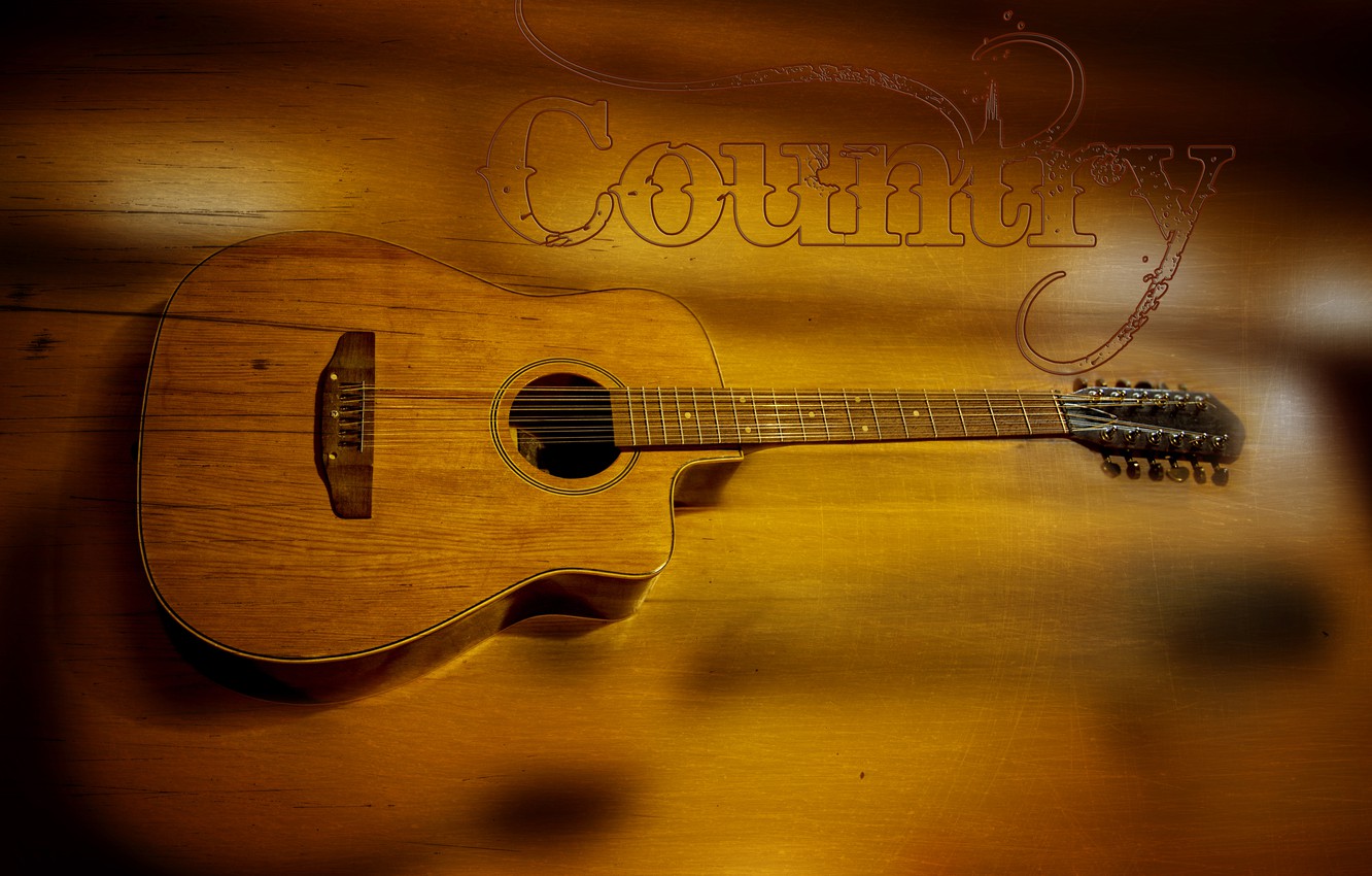 Wallpaper music, yellow, wood, country, strings, Kide FotoArt, Trembita, Acoustic guitar image for desktop, section музыка