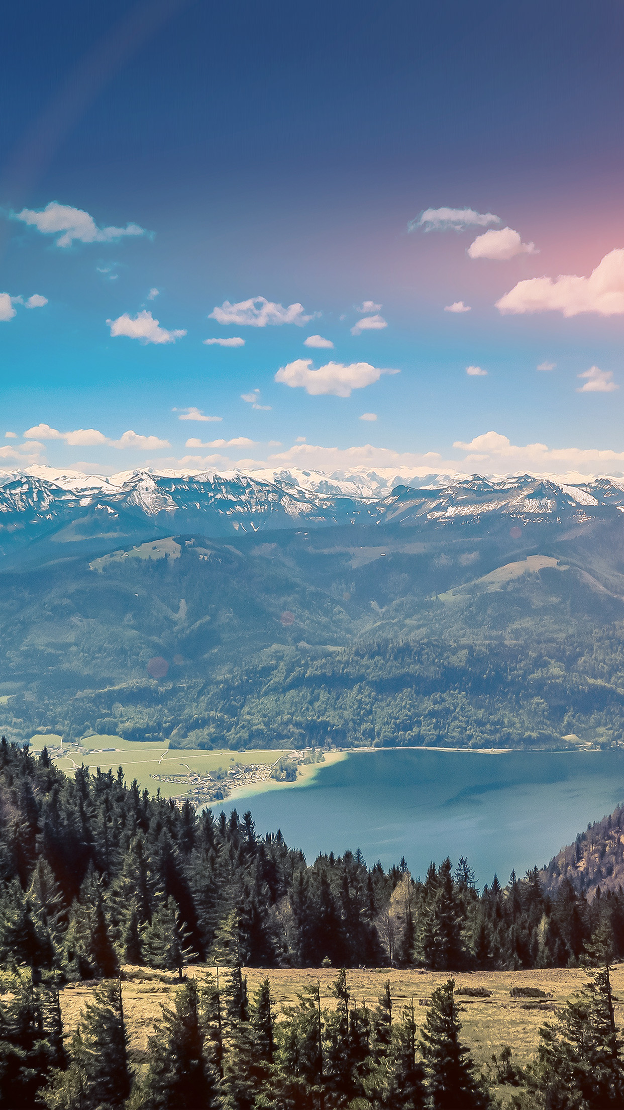 iPhone X wallpaper. mountain sky river nature scenery summer flare