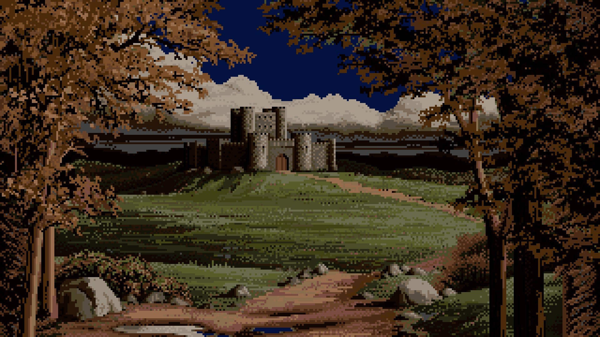 landscape, Castle, Clouds, Hill, Trees, Pixels, Pixel Art Wallpaper HD / Desktop and Mobile Background