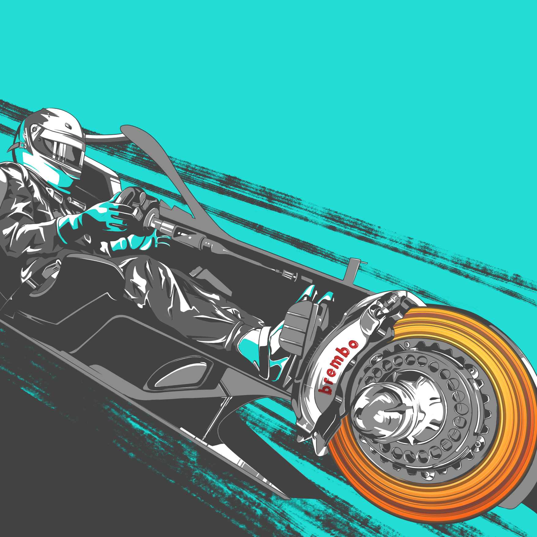 Brembo Racing Illustration Formula 1 Mercedes AMG Petronas Wallpaper:1754x1754