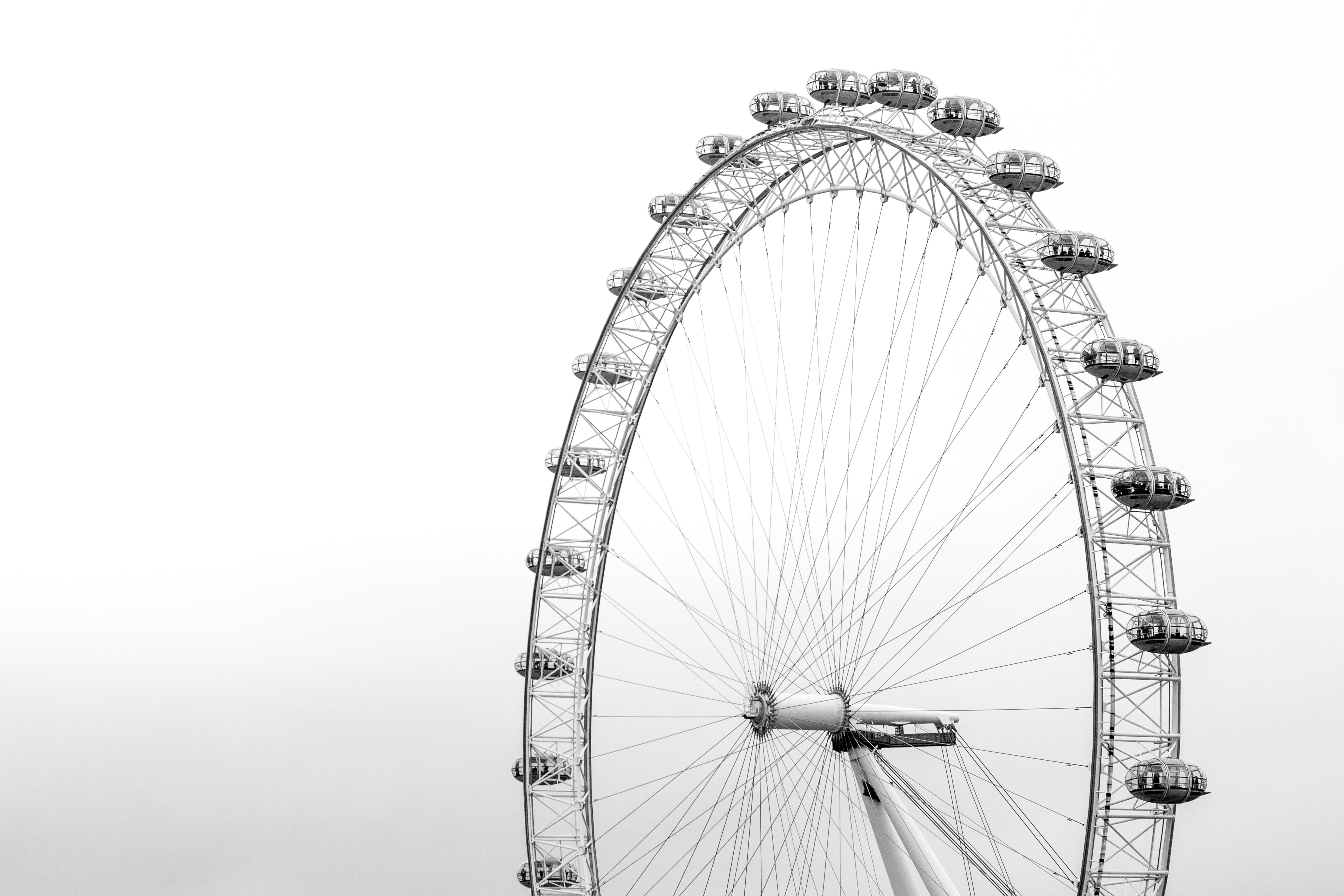 4624x3083 england, cloudy, abstract, height, london, sightseeing, ferrys wheel, millenium, ferris wheel, thame, london eye, ferri, attraction park, minimalist, wallpaper, capsule, black and white, minimal, Creative Commons image, tour