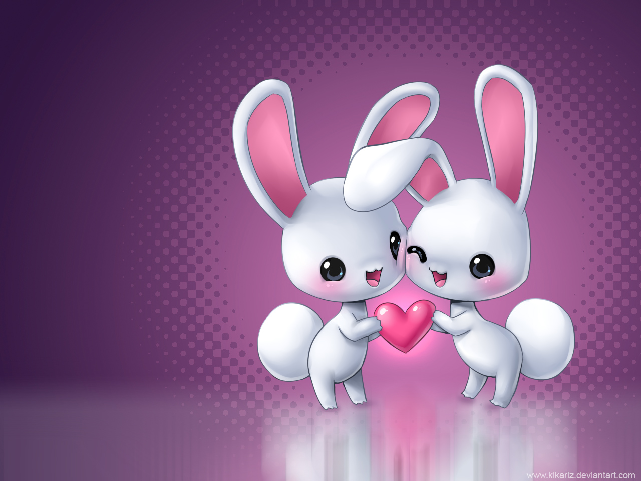 bunnies, love, purple, hearts wallpaper