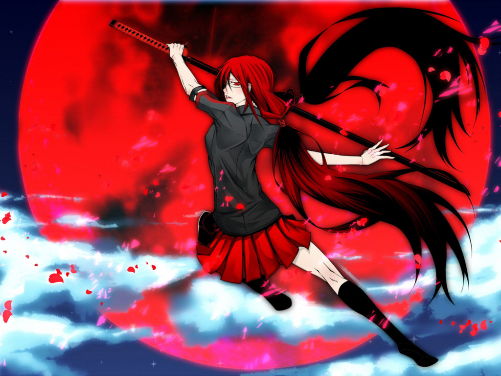 Desktop Wallpaper Warrior, Saya Kisaragi, Blood C, Anime Girl, HD Image, Picture, Background, 4a189d
